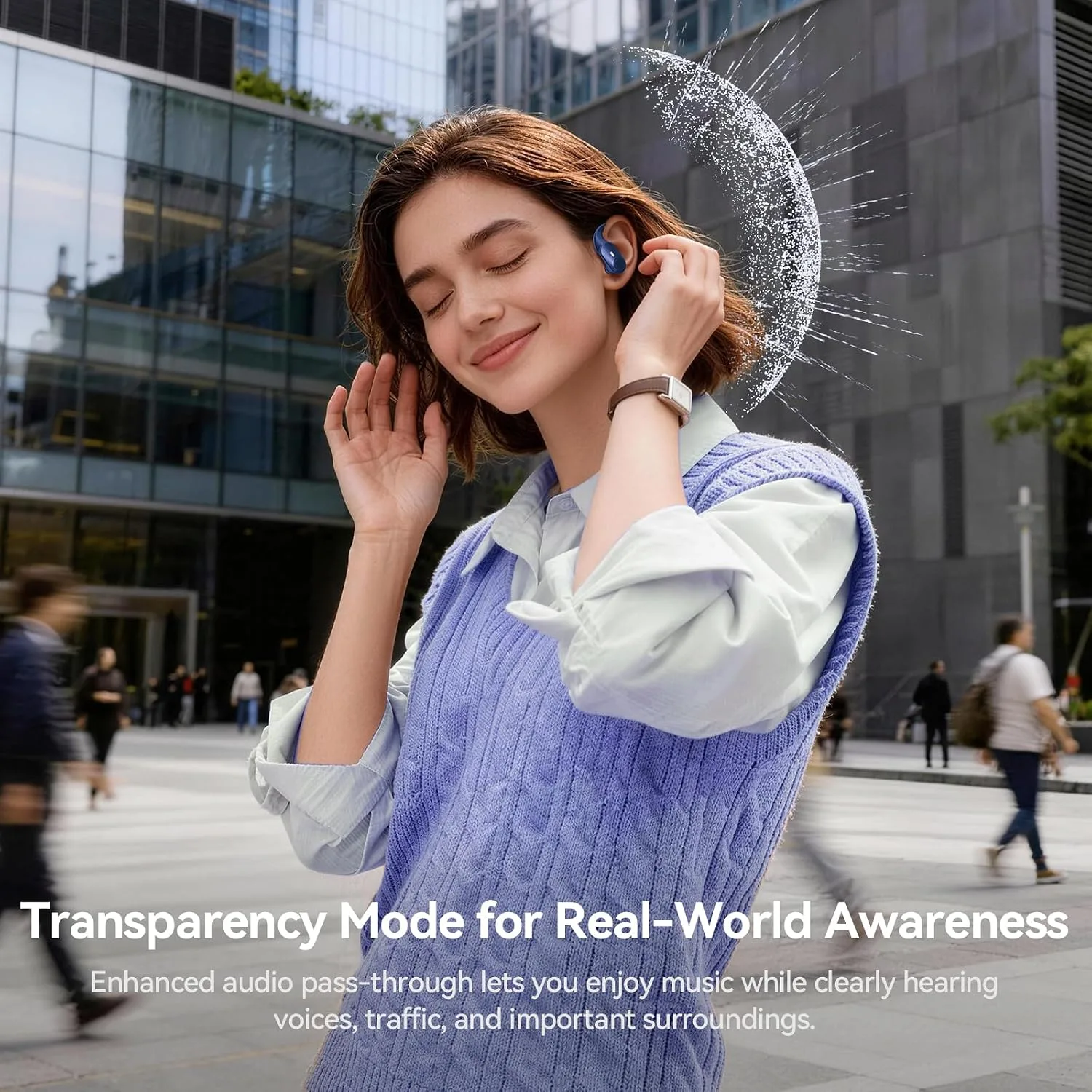 Active Noise Cancelling Ear Buds Wireless Bluetooth Headphones 80H Playtime Display Charging Case 50dB ANC Over Ear Hooks Earbuds with Hi-Res Sound & Clear Calls for Sports Running Gym Workout Blue