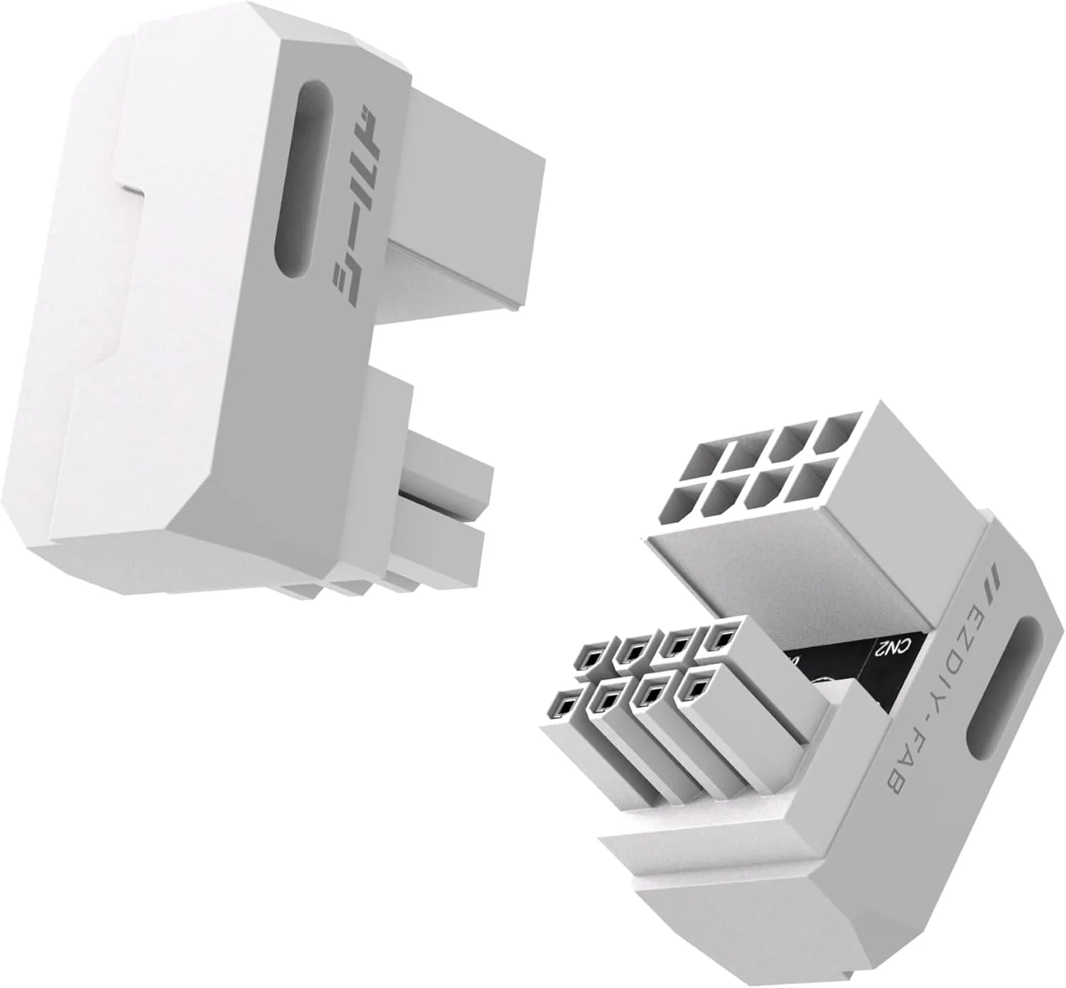 EZDIY-FAB Shield PCIe 8-Pin GPU Adapter, 180° U-Turn, RVS, White, 2 Pack
