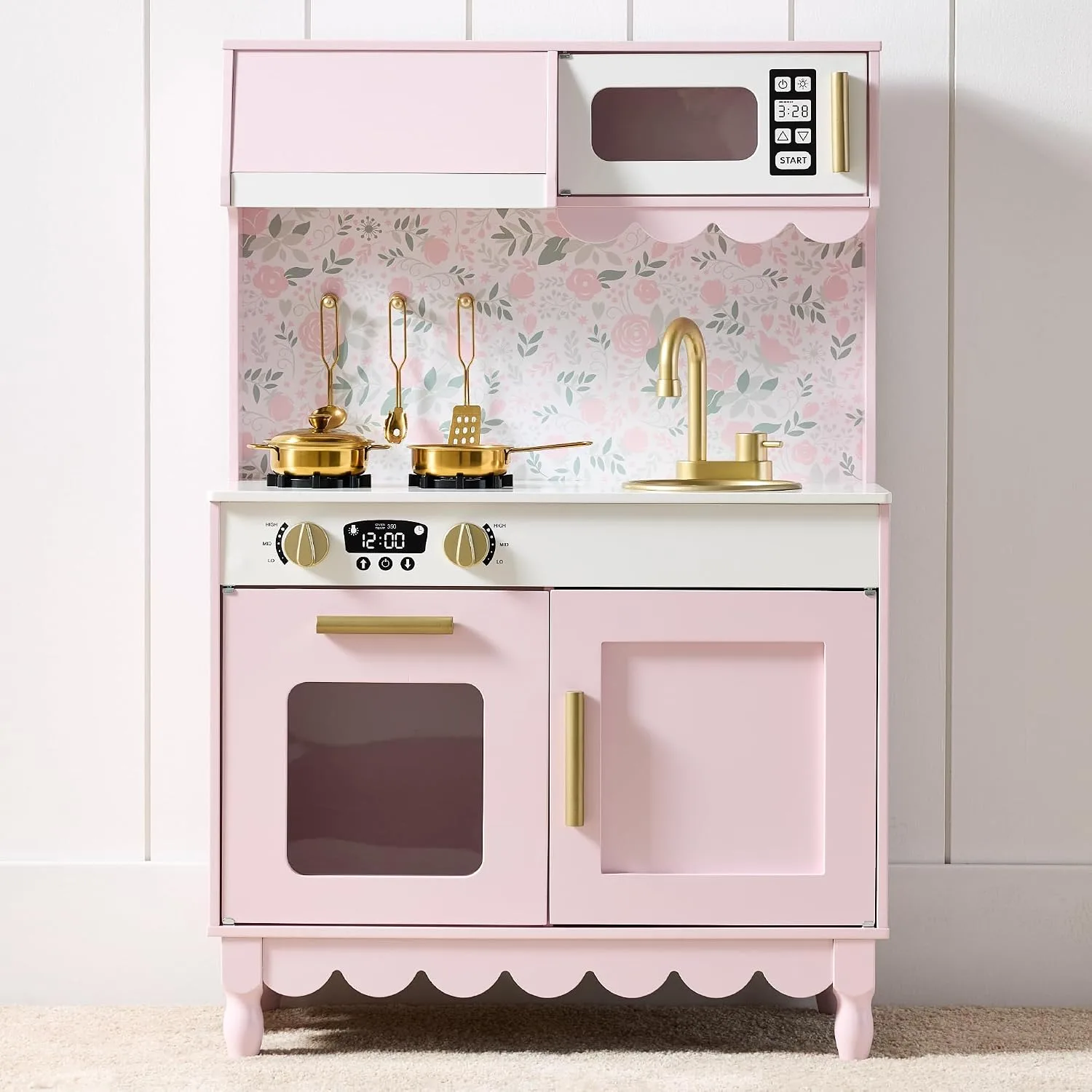 Best Choice Products Kids Wooden Cottage Play Kitchen for Toddlers, Pink