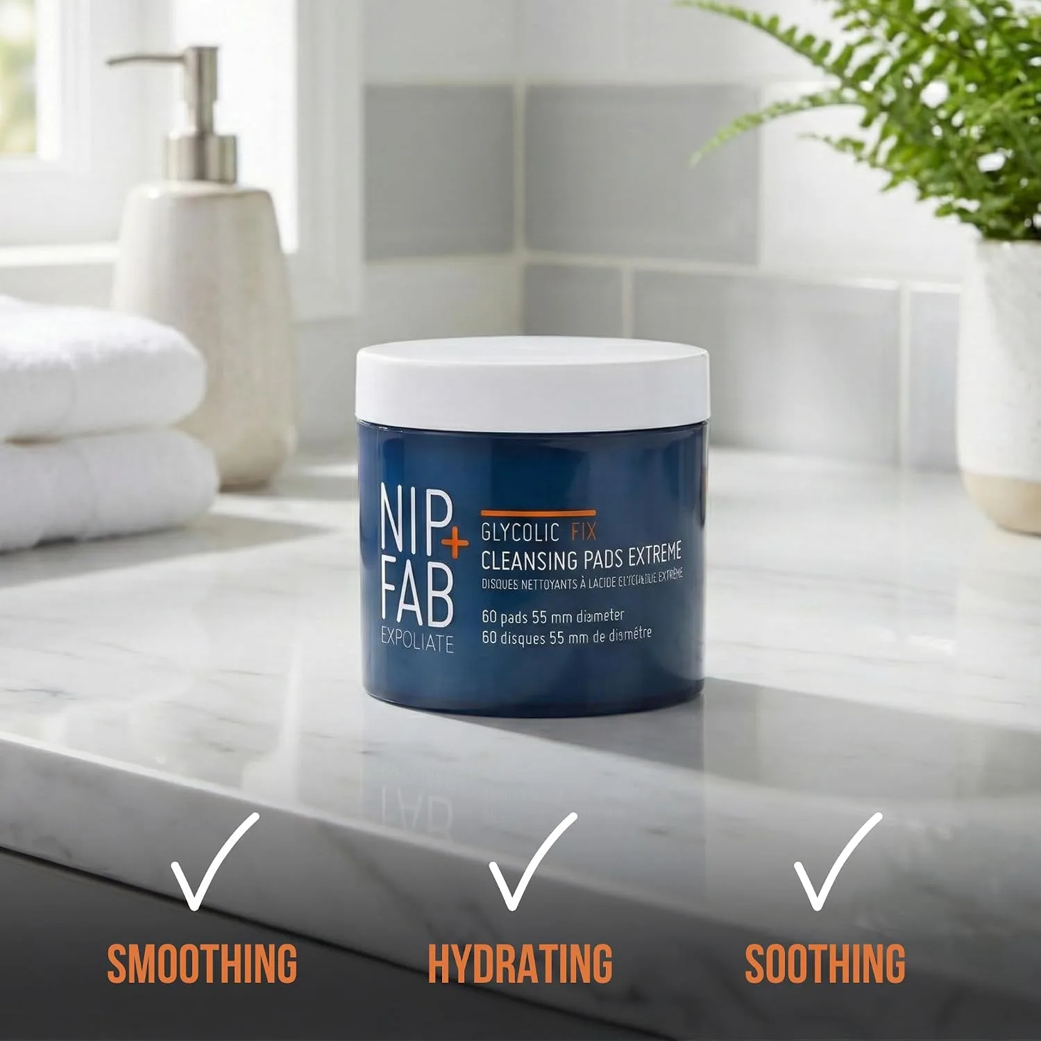 Nip + Fab Glycolic Fix Night Pads Extreme (60 Count) – 5% Glycolic Acid Exfoliating Face Pads with Salicylic Acid – Resurfacing AHA BHA Chemical Peel for Blemishes & Texture