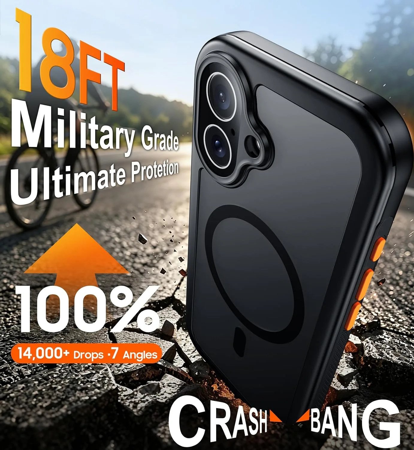 Red2Fire for iPhone 17 Case with Built-in Screen Protector &Camera Protector, Compatible with MagSafe, Military Grade Drop Proof, Full-Body Bumper Shockproof Dustproof Phone Cover 6.3" Black