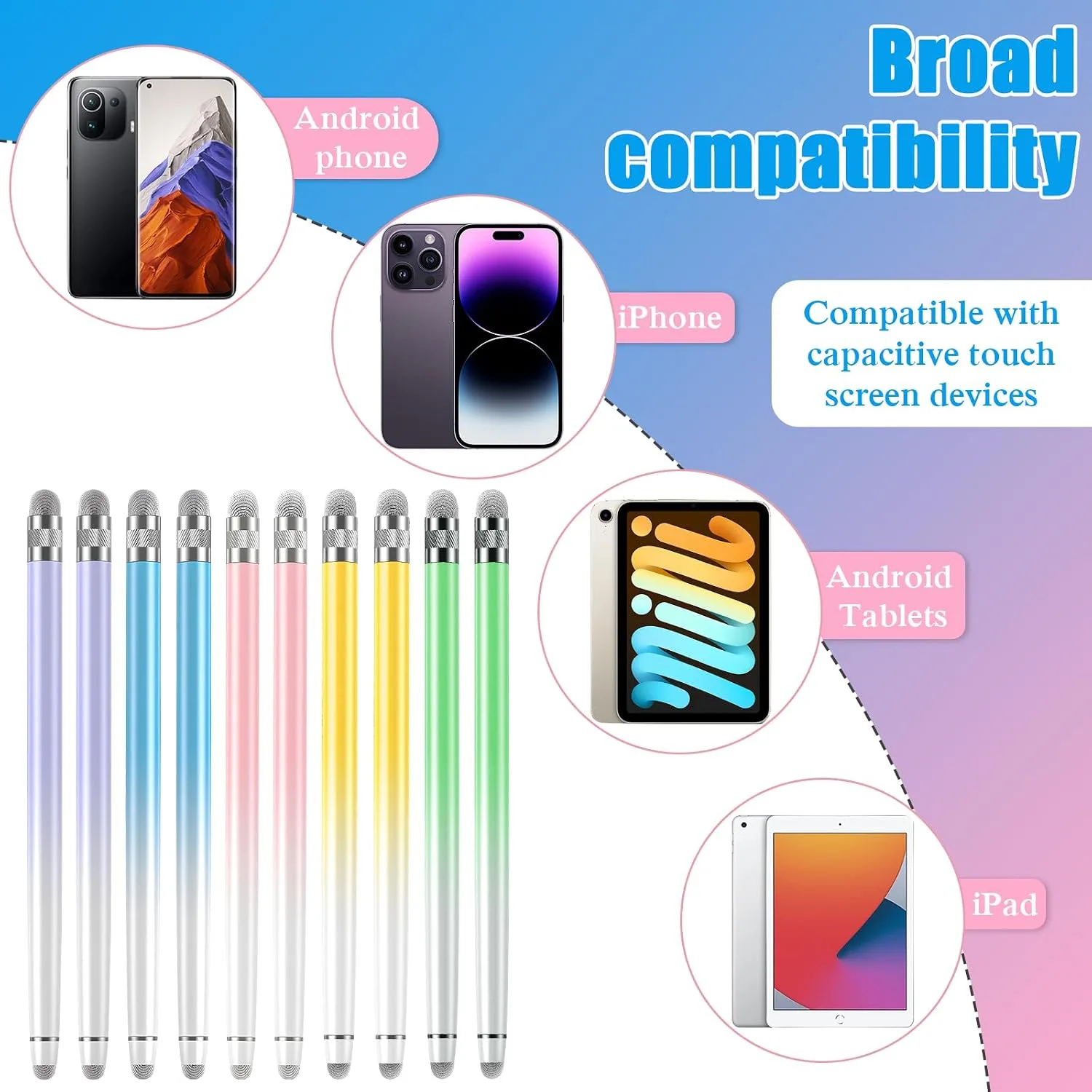 Bopomofo 10PCS Stylus Pen for Touchscreen,High Sensitivity & Precision