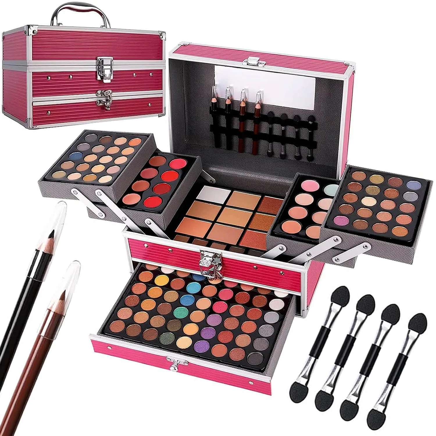 132 Color All In One Makeup Kit,Professional Makeup Case,Makeup Set for Teen Girls,Makeup Palette,Multicolor Eyeshadow Kit (Pink) pink