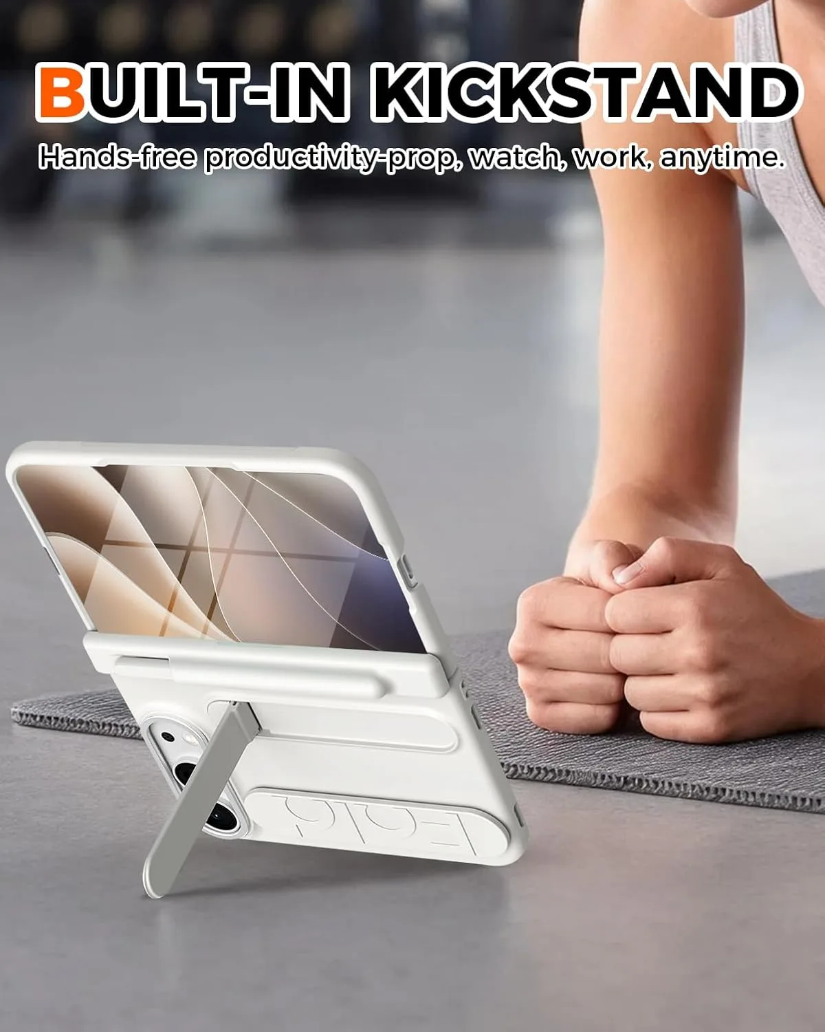 NINKI Stylus for iPhone Duo Case with Pen Holder & Hinge Protection, Built-in Wristband with Hidden Kickstand, Thin Full Body Screen Protective Phone Case for iPhone Duo Cover with Stand Womens White