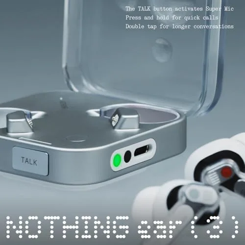 Nothing Ear (3) Wireless Earbuds Super Mic 45dB Hybrid Active Noise Cancelling Bluetooth Headphones Hi-Res 6 Mics, 12mm Dynamic Bass Boost, Dual Connect ANC Sport Ear Buds for iPhone Android, Black