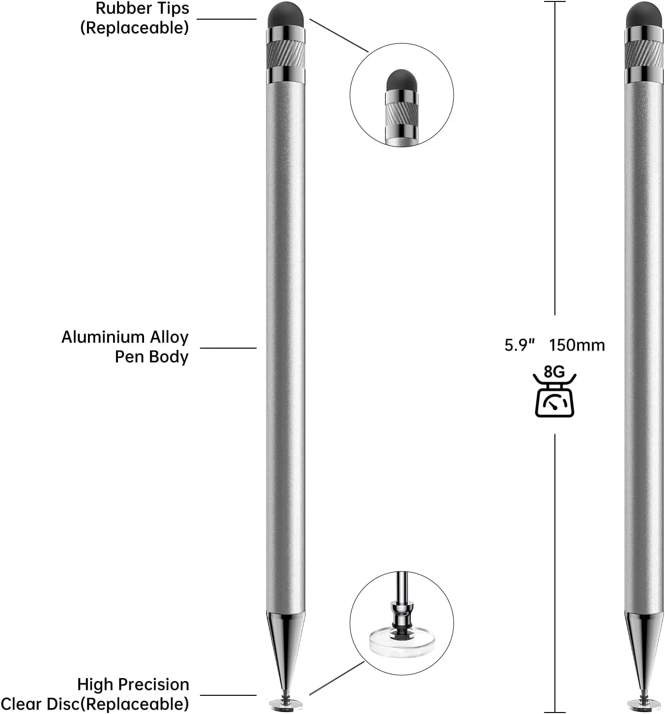Bopomofo Stylus(5 Pcs),2-in-1 Stylus Pen for Touchscreen,Capacitive Stylus