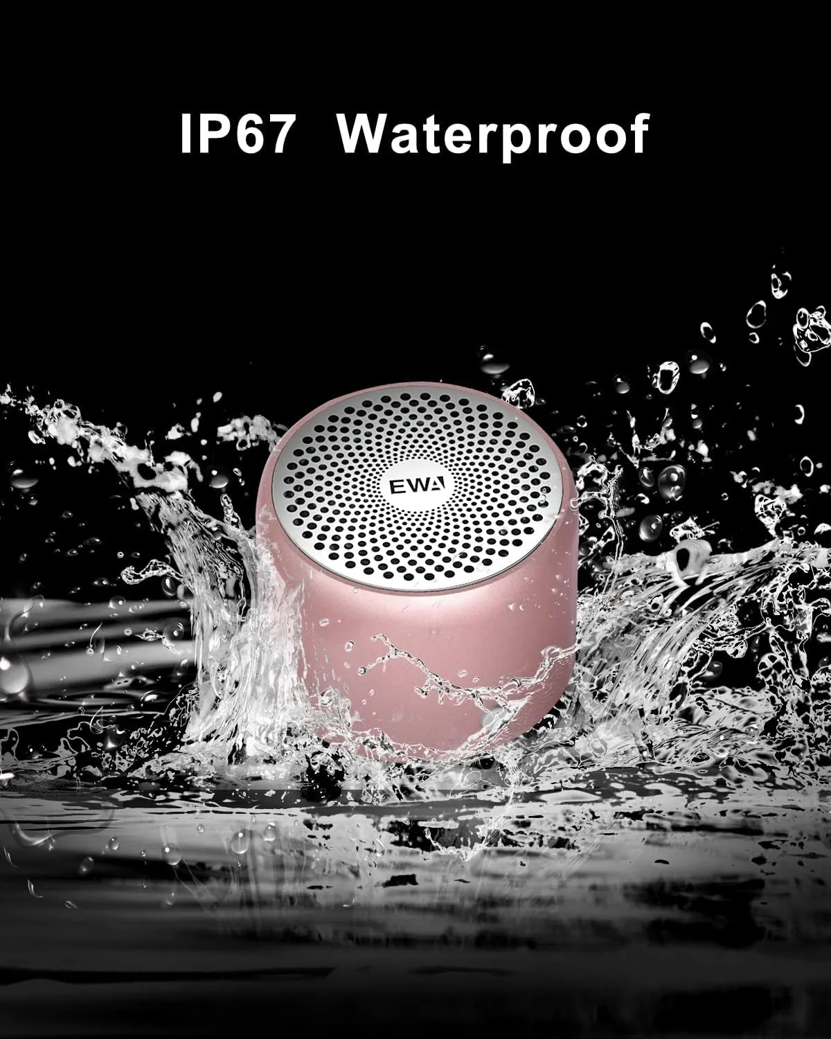 EWA Travel Case Packed, A106 Pro Portable Bluetooth Speaker with Custom Bass Radiator, Brief Design, IP67 Waterproof, Perfect Mini Speaker for Shower, Room, Bike, Car (Rosegold)