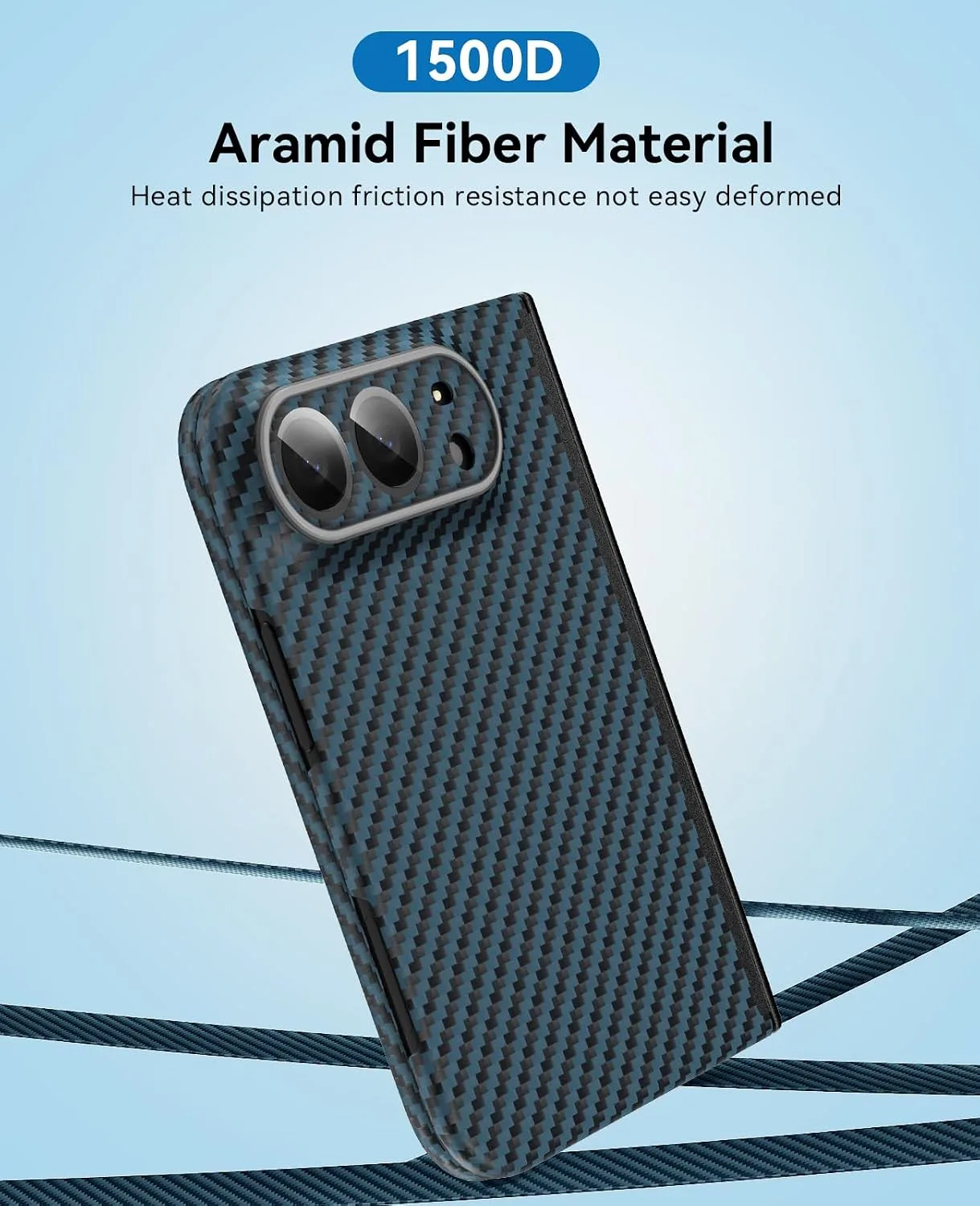 memumi Aramid Fiber Case for iPhone Duo, Ultra-Thin/Hinge Protection Blue