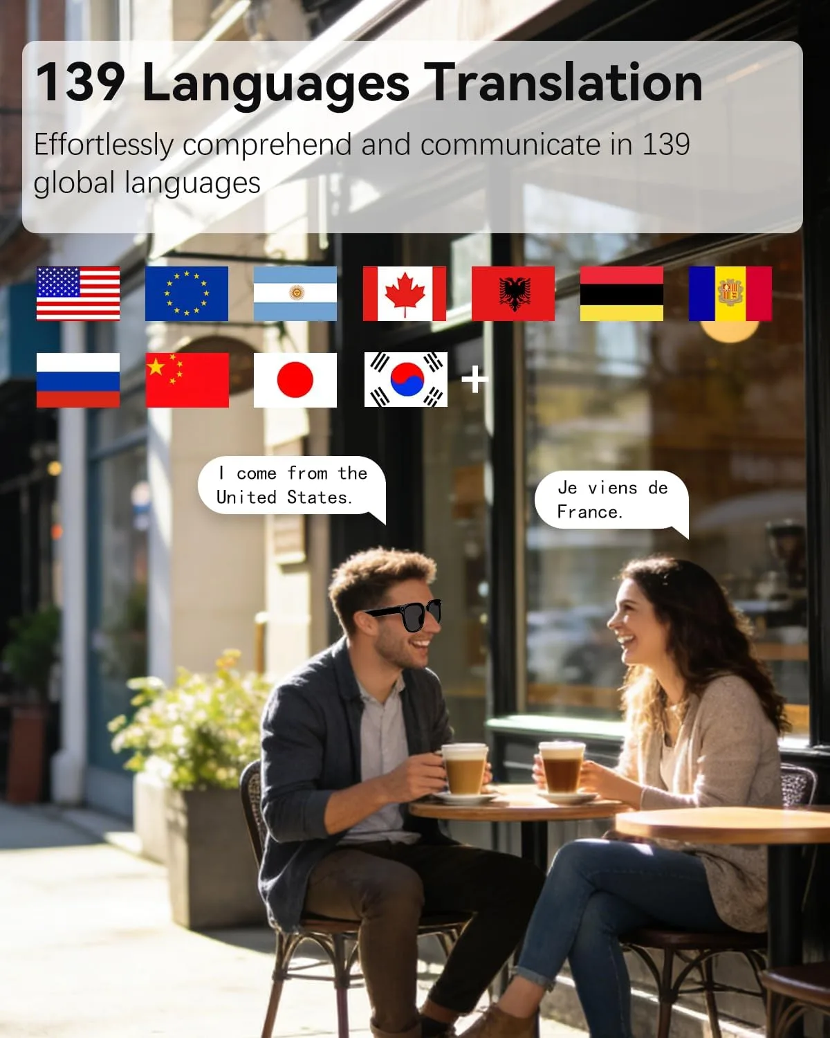 AI Smart Glasses with 8MP Camera, 4K Video and 139-Language Translation
