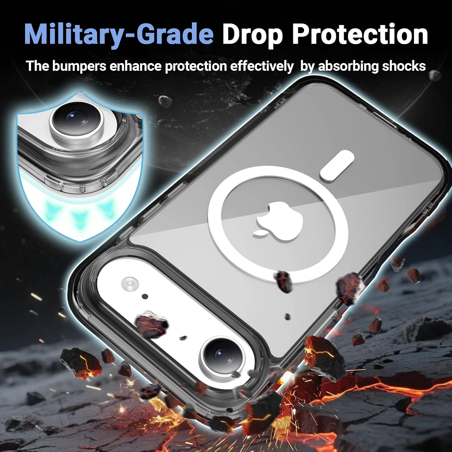 Temdan for iPhone AIR Case with Screen Protector Clear Black