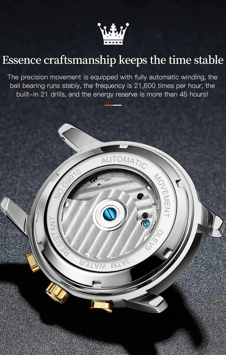 OLEVS Automatic Gold Watches for Men Luxury Classic Stainless Steel