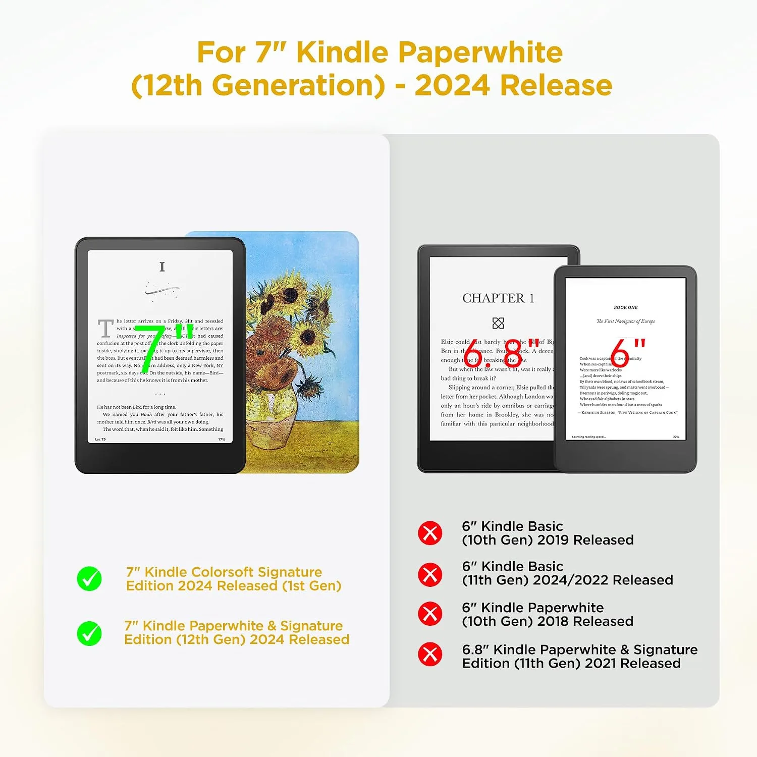 SESENSE Magnetic Case for 7'' Kindle Paperwhite 12th Gen 2024 & Colorsoft