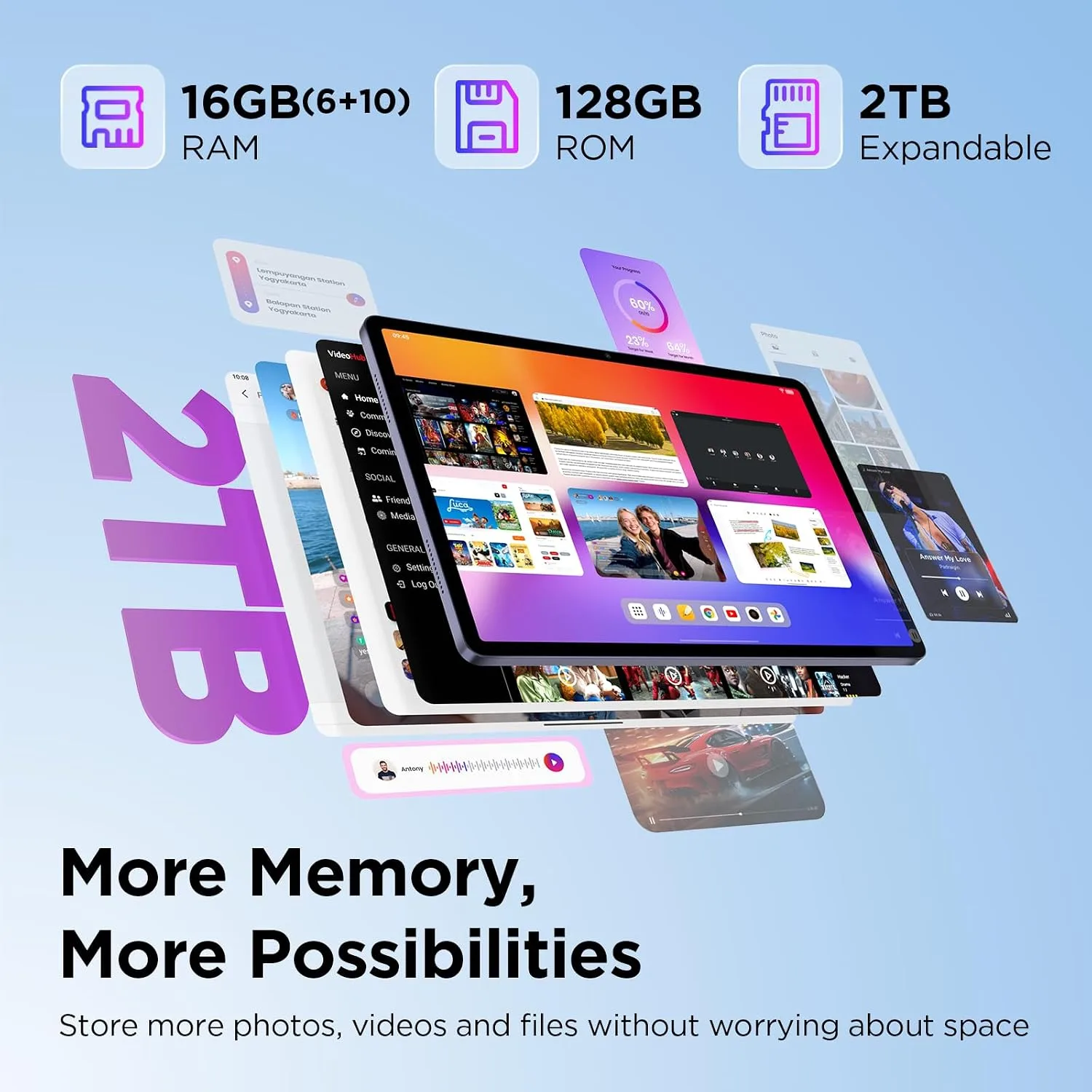 TCL TAB A1 Plus Android Tablet, 12.2" 2.4K 120Hz Display, 6+128GB