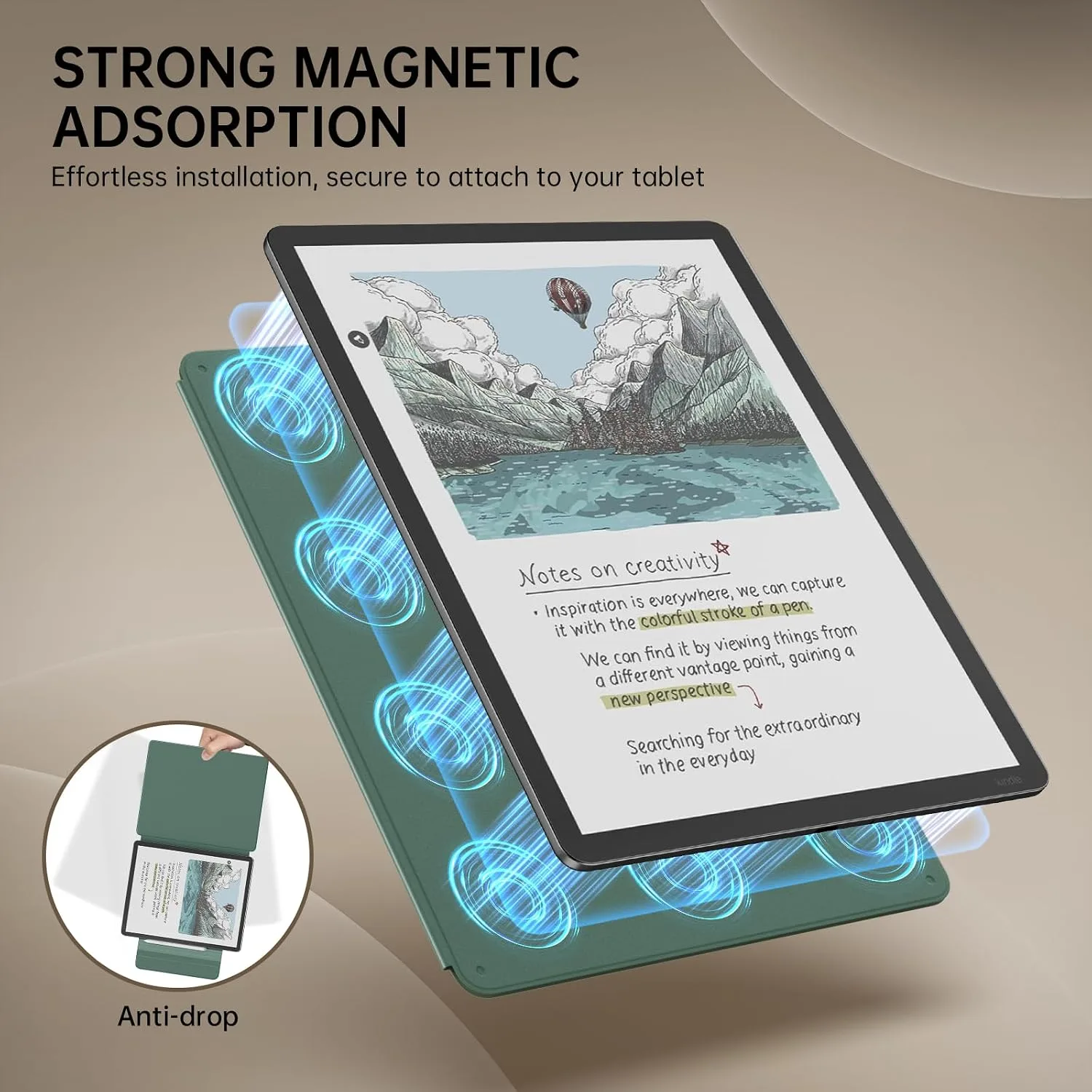 MoKo Magnetic Case for 11" Kindle Scribe 3rd & Colorsoft 1st, Green Forest