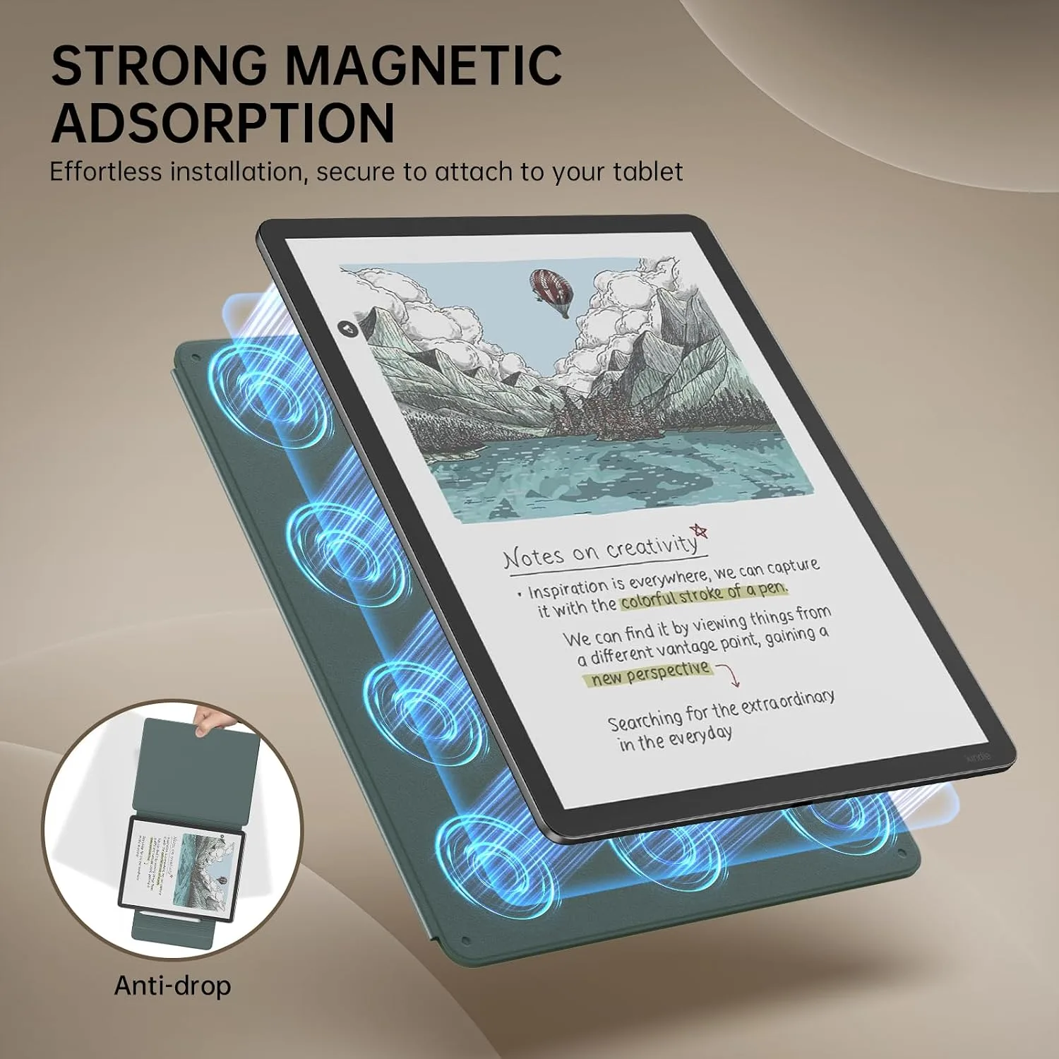 MoKo Magnetic Case for 11" Kindle Scribe 3rd & Colorsoft 1st Midnight Green