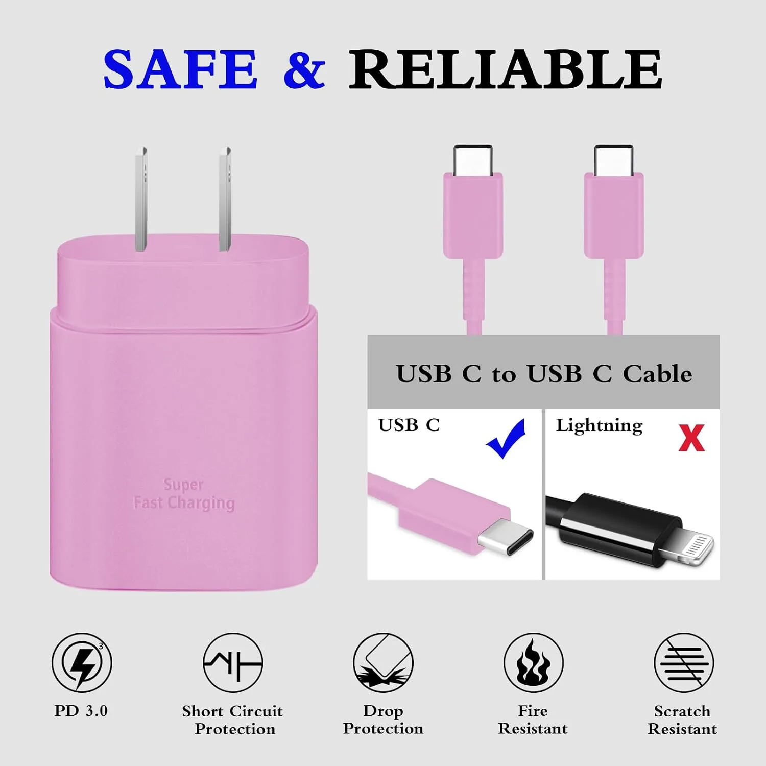 Type C Charger Fast Charging 2-Pack 25W Long 6FT USB C Cable