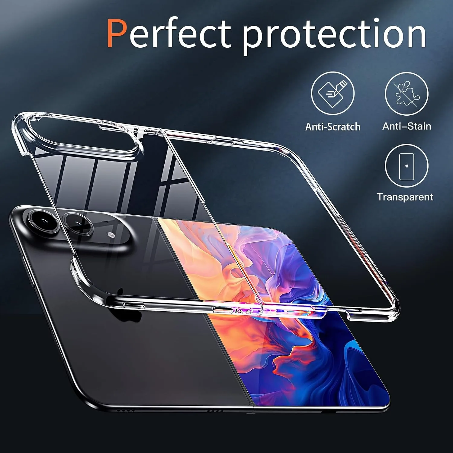 IHAITUN Dataroad for iPhone Duo Slim Case,0.5mm Fit Lightweight Case Translucent Finish PC Back Protection[Anti-Fingerprints&Yellowing],Compatible with iPhone Duo 7.6Inch-Clear