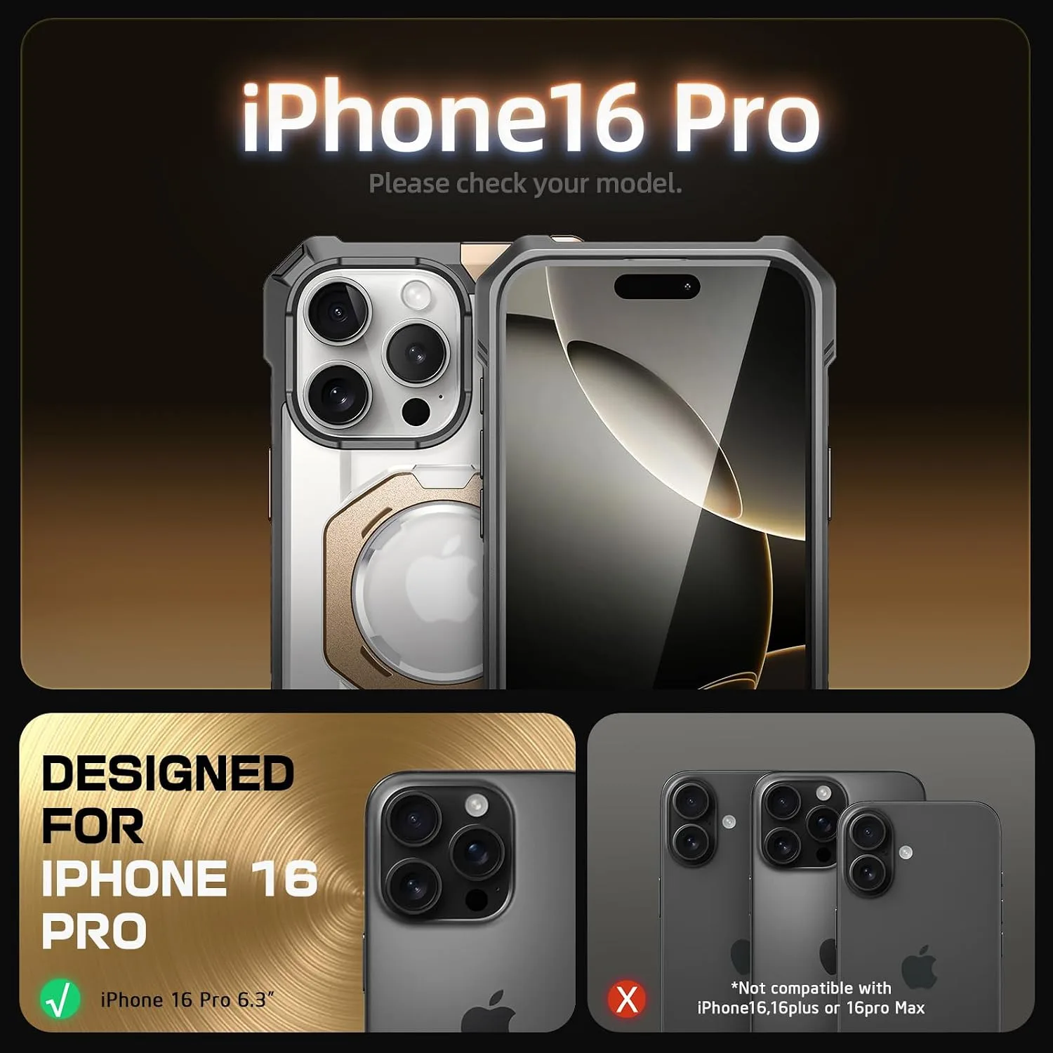 SUPCASE for iPhone 16 Pro Case with Camera Control Capture Button, Gold