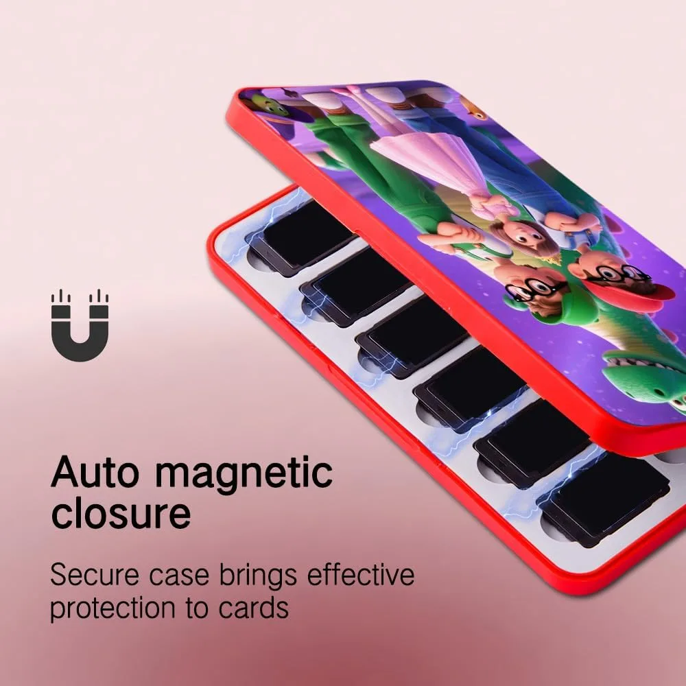 PERFECTSIGHT Cute Switch Game Card Case for Nintendo Switch 2 2025 / Lite/ OLED, 24 Game Holder Cartridge Case for Game Cards and 48 SD Cards, Kawaii Portable Compact Storage Box, Bros