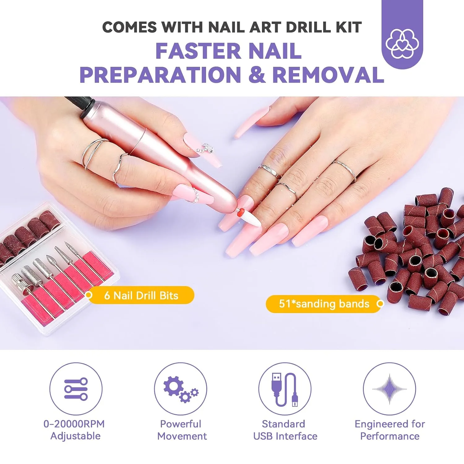 SAVILAND Short Coffin Gel Nail Extension Kit, 500 Tips, Drill and U V Lamp