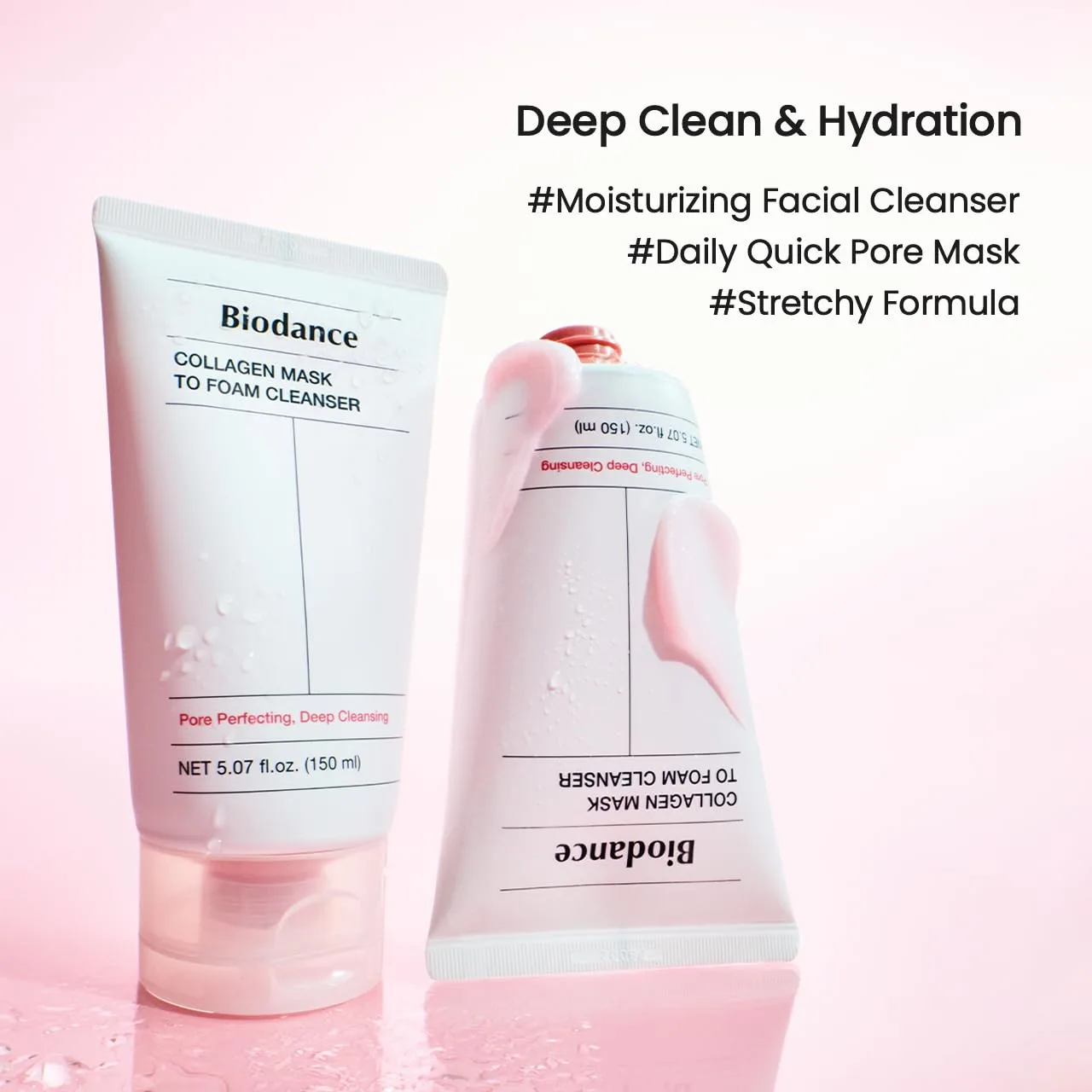 BIODANCE Collagen Mask To Foam Cleanser, 2-in-1 Pore Care and Hydrating Foaming Facial Cleanser for Sensitive Skin, Gentle Face Wash, Korean Skin Careㅣ5.07 fl. oz. (150 ml) (Pack of 2)