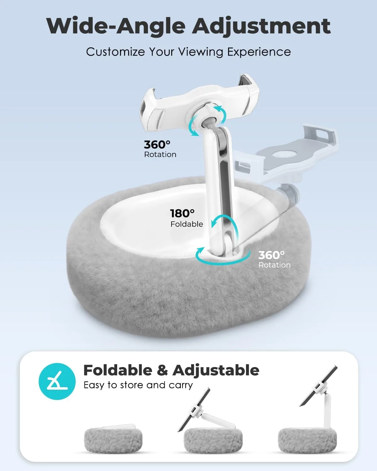 Viozon Tablet Pillow Stand,Kindle Pillow Stand, Compatible with 4-11" Tablet/Phone with Small Bowl, Kindle Holder Accessories,Idea for Reading and Video Watching On Bed,Gray