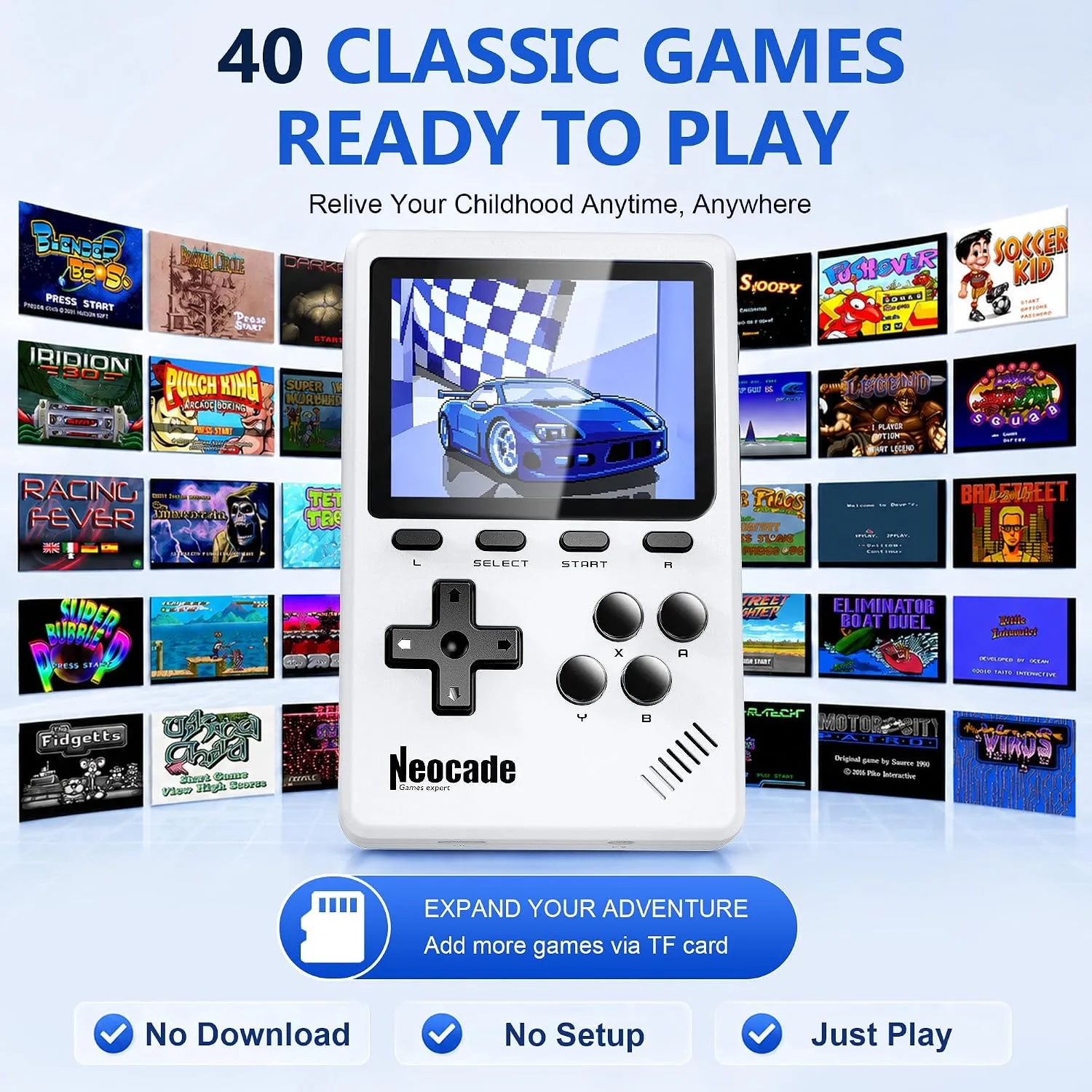 Retro Handheld Game Console for Adults, 3” IPS Screen, 40 Built-in Games