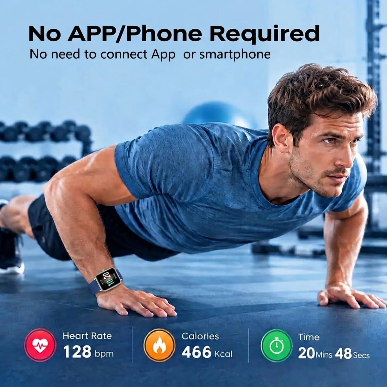 Smart Watch Fitness Tracker No APP No Phone Needed, Step Counter Watch