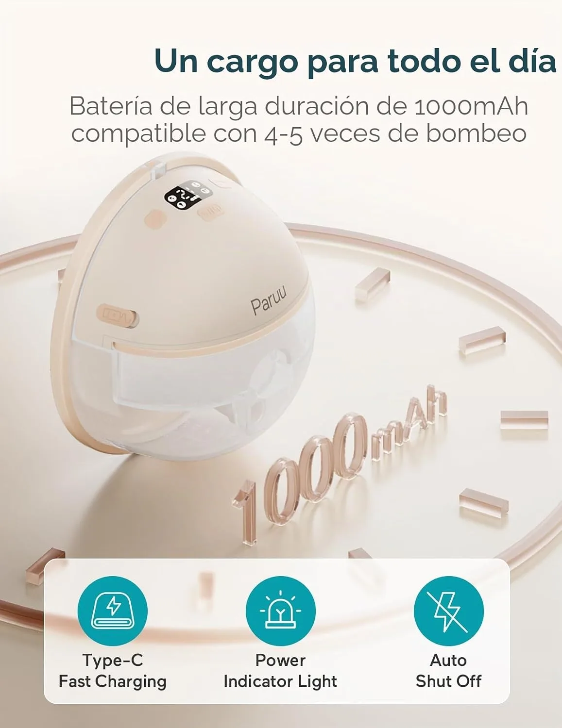 Paruu Hands Free Breast Pump P16, Wearable Breast Pump Electirc Portable with 4 Modes & 12 Levels, Max 309mmHg Strong Suction 19/21/24mm Flange Inserts Wearable Breastfeeding Pump, 2 Pack（Nude