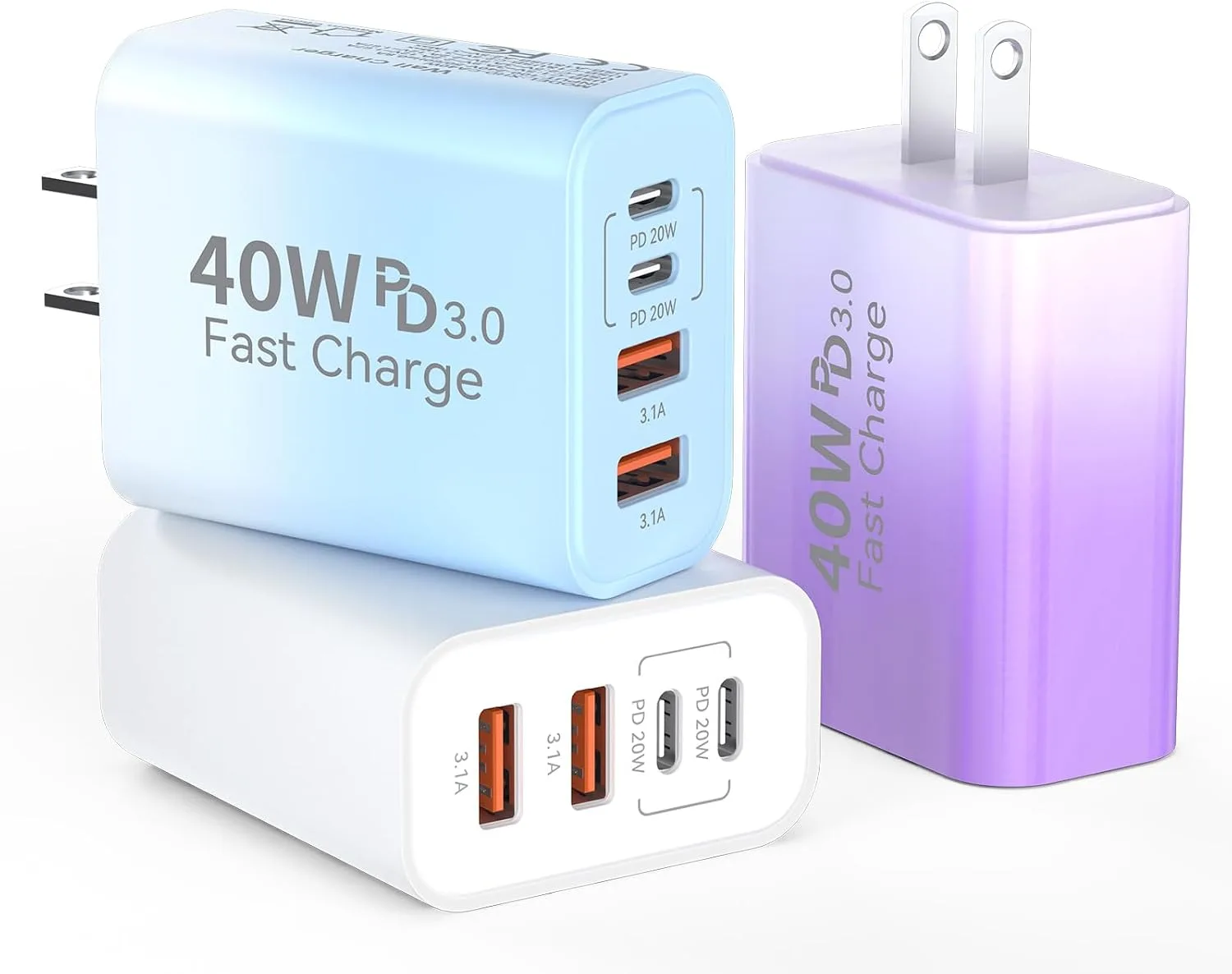 USB C Wall Charger Block, 40W USB Type C iPhone Charger Fast Charging Block
