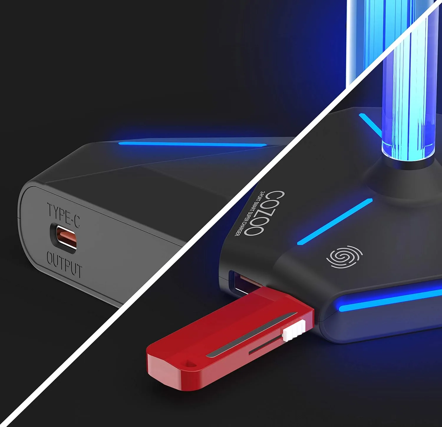 cozoo Desk headset stand Touch RGB Light Stand 4 Color Modes 2 USB Black