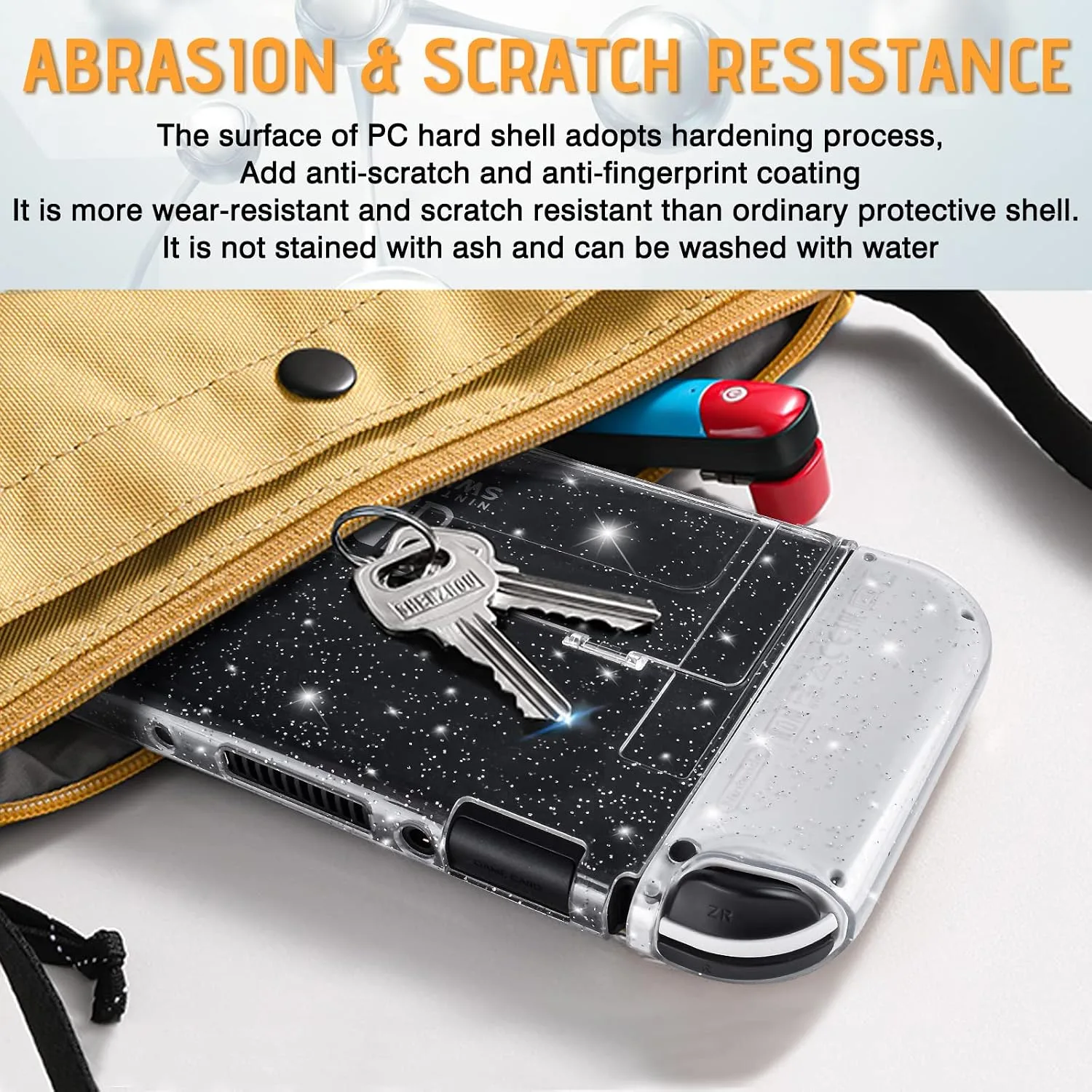 DLseego Protective Glitter Case Compatible with Switch OLED Console - Updated Version, Bling Soft TPU Cover with Shock-Absorption and Anti-Scratch Design - Crystal