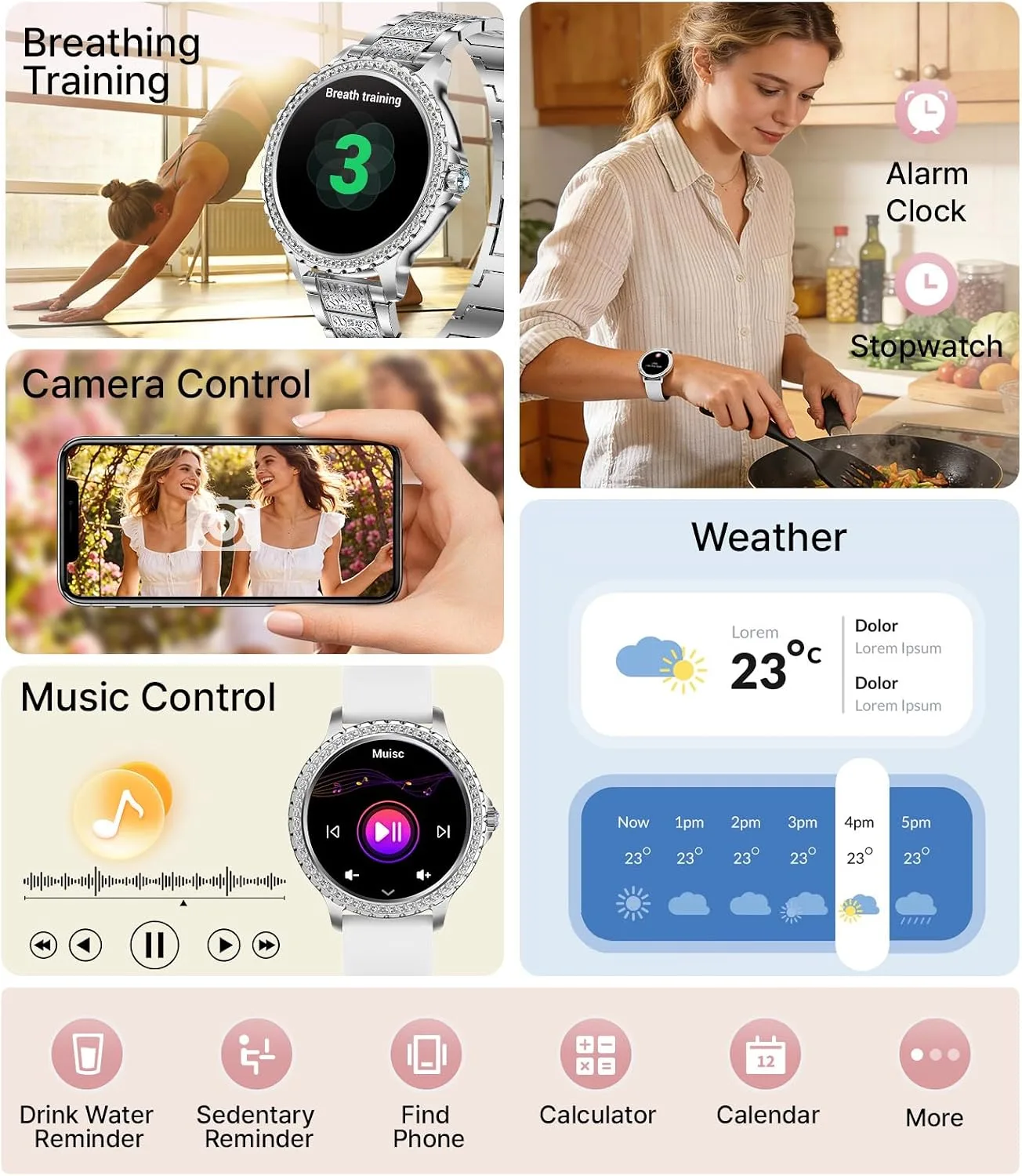 Smart Watches for Women Android/iOS/Samsung,Answer/Make Call,1.32" Screen