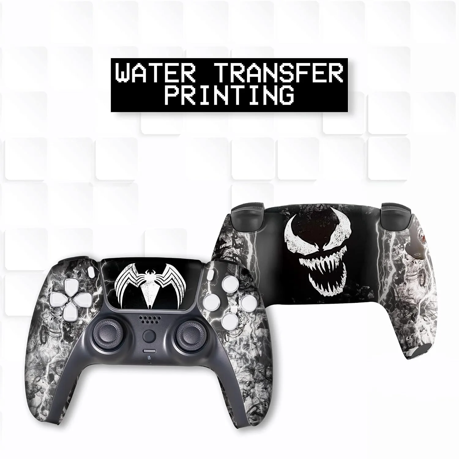 Vennom Custom PS-5 Controller Wireless compatible with Play-Station 5 Console by BCB Controllers | Proudly Customized in USA with Permanent HYDRO-DIP Printing (NOT JUST A SKIN)