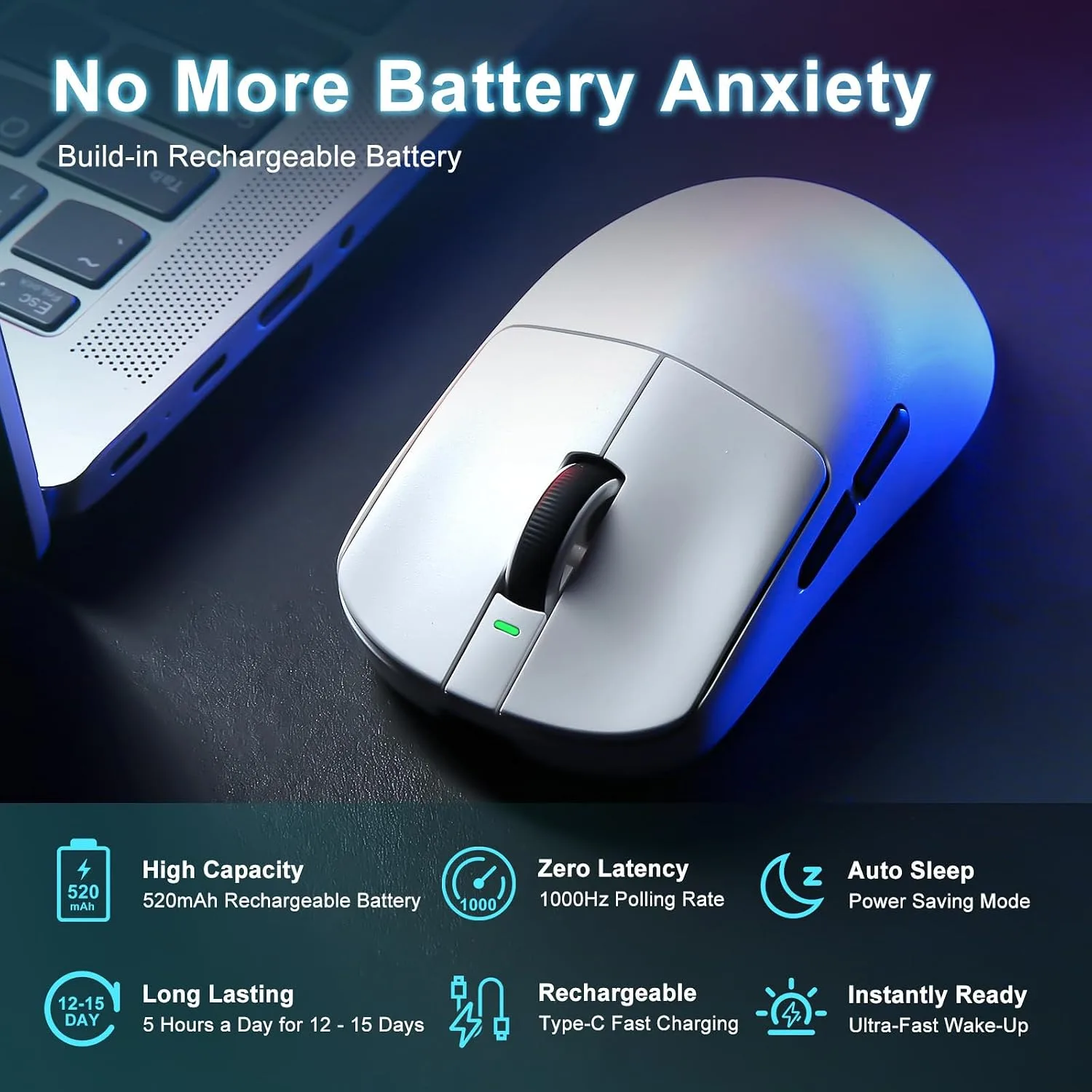ATK R1 SE+ Wireless Gaming Mouse, 18000 DPI,Tri-Mode Mouse(White)