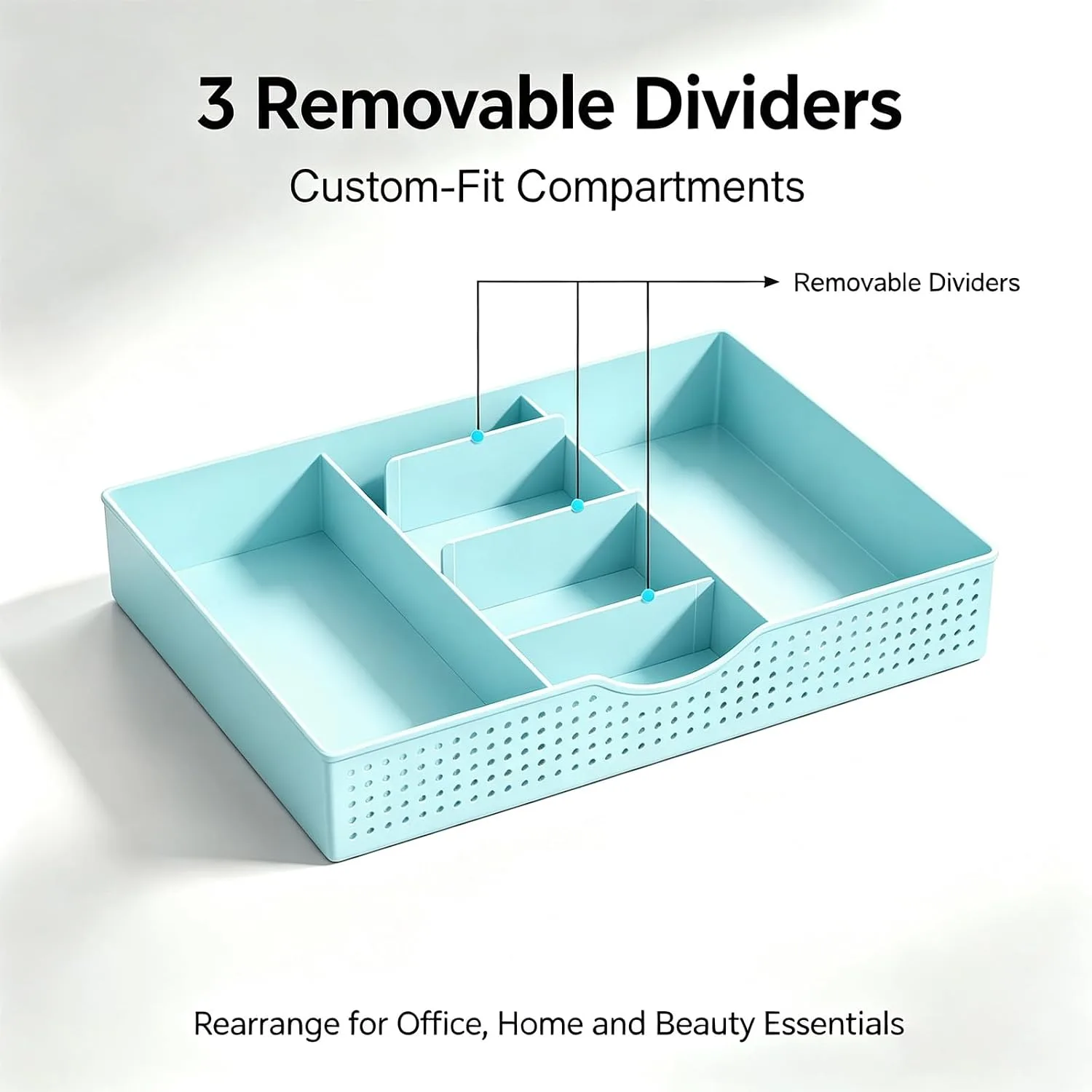 gianotter Desk Organizers and Accessories, Monitor Stand with Drawer and 2 Pen Holder, Desktop Organizer Suitable for Offices and Dormitories (Blue)