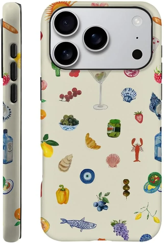 Case Compatible with iPhone 18 Pro/iPhone 17 Pro,Fall Prevention Hybrid 2-Layer Hard Shell Phone Cover for Girls Boys,Aesthetic Fruit Lily Flower Fish