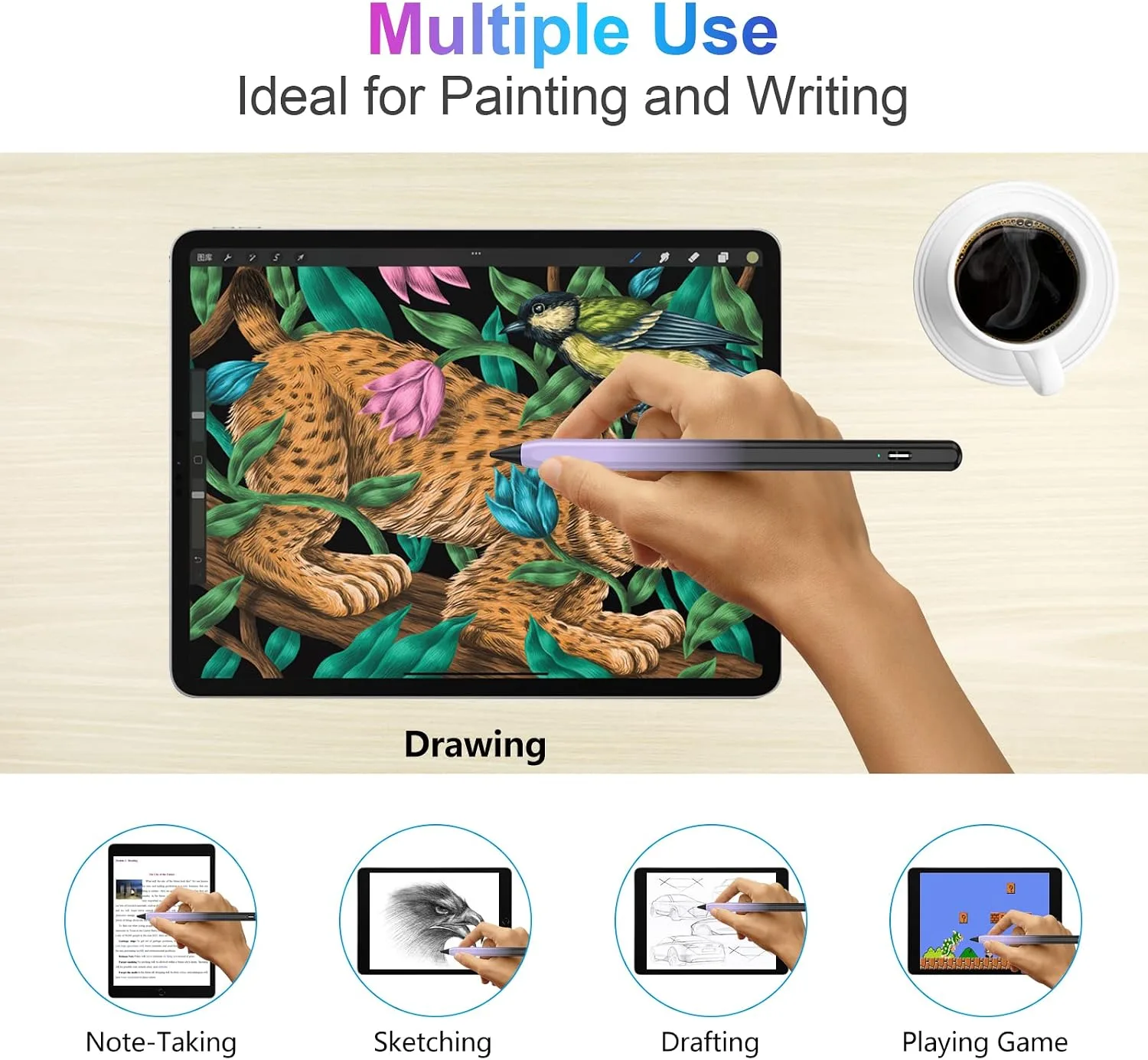 COO Stylus Pen for iPad Pro Air Mini 2018-2024, Palm Rejection Fast Charge