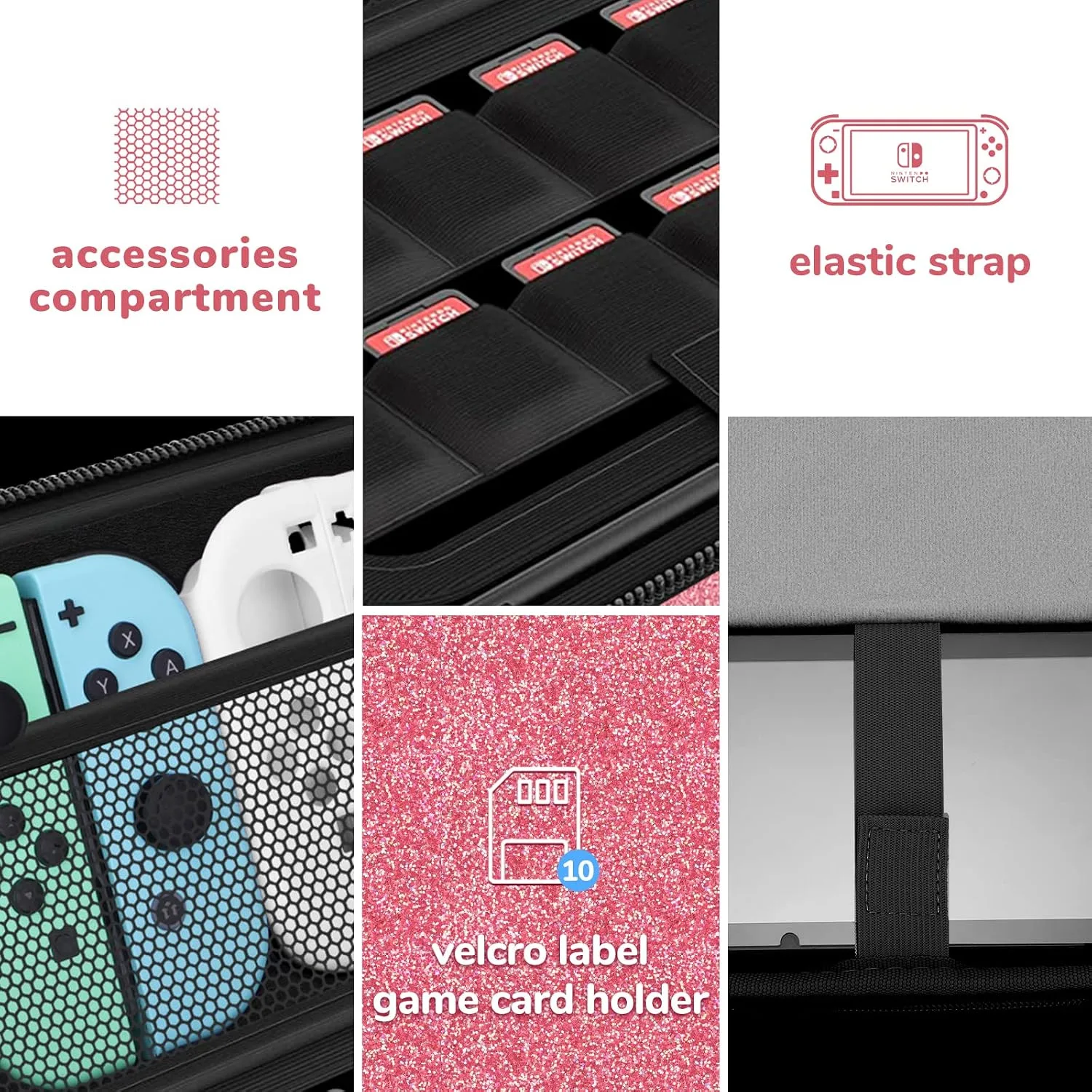 homicozy Glitter Carrying Case for Nintendo Switch & Switch OLED Console