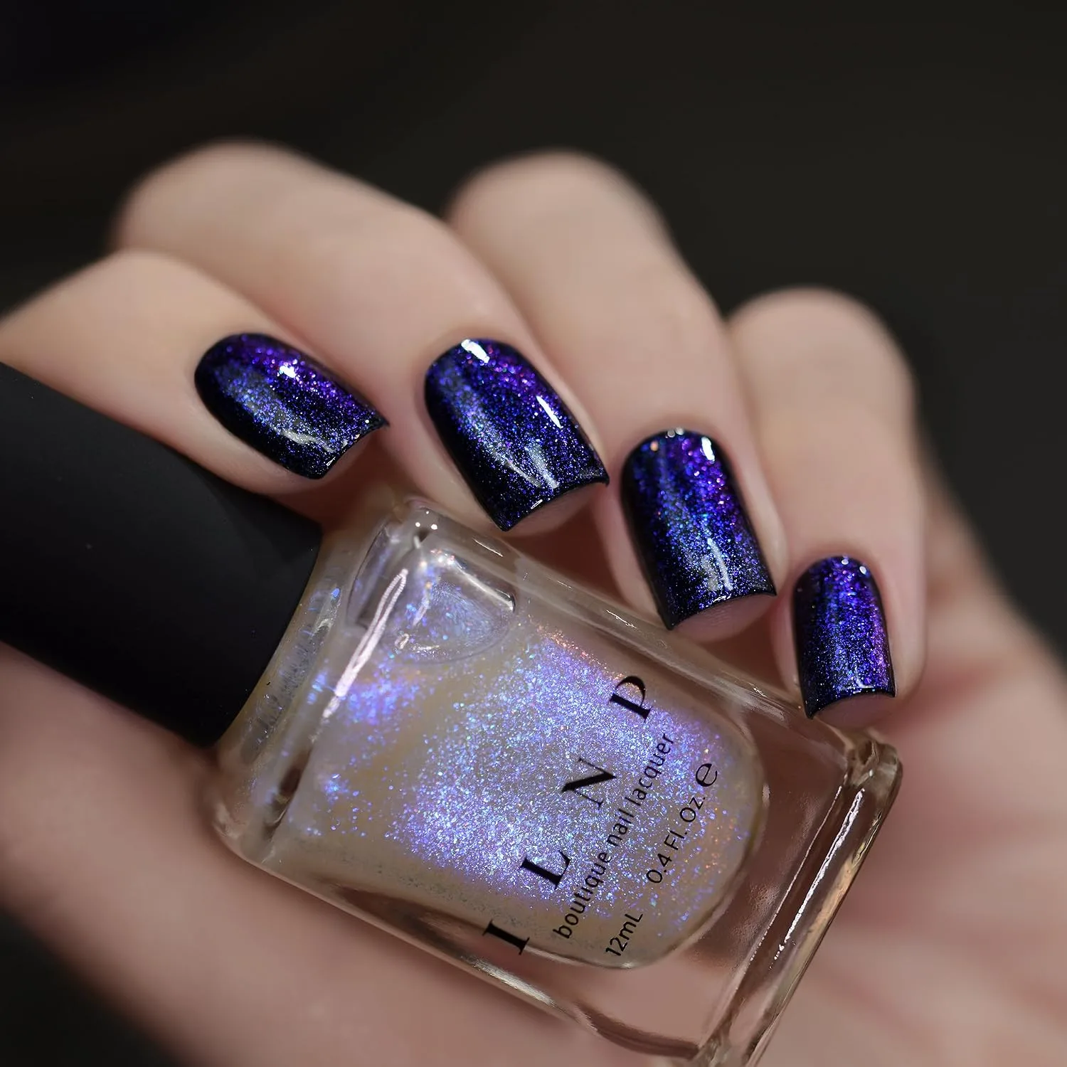 ILNP Abyss - Glowing Blue, Deep Purple Iridescent Topper Nail Polish