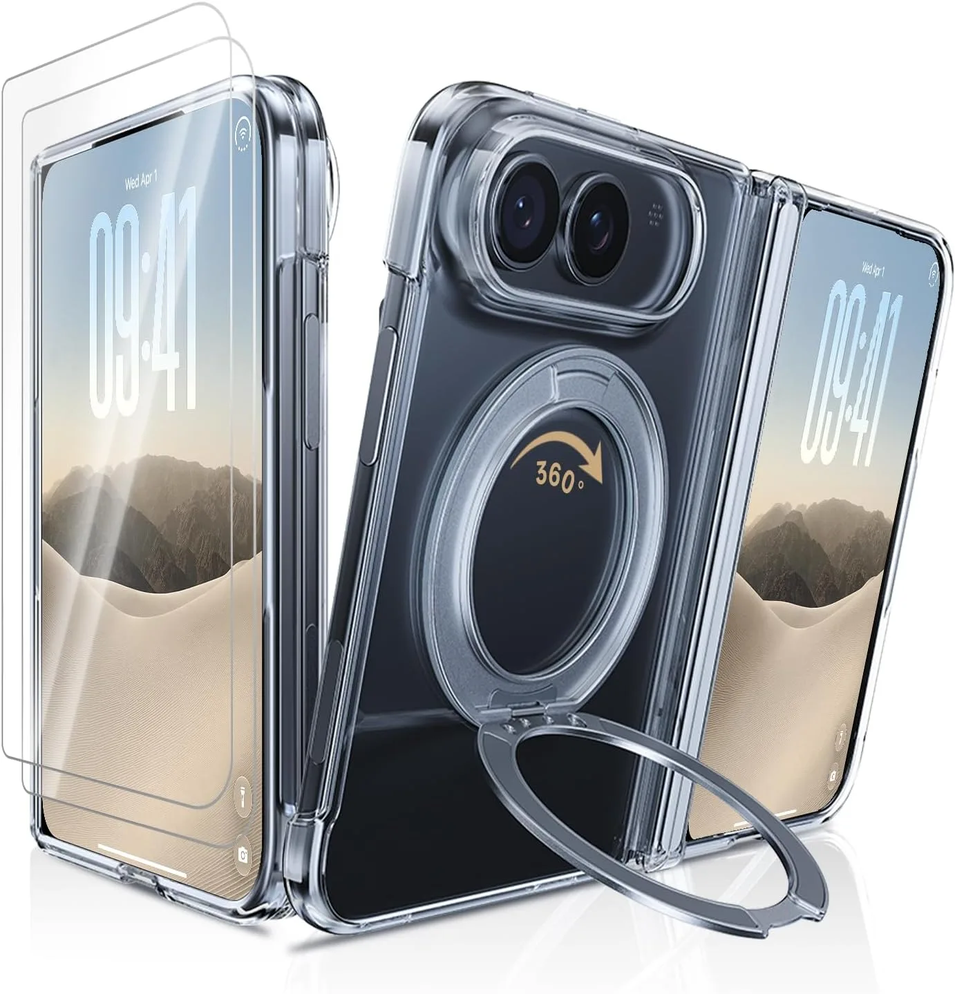 Anti-Yellow for iPhone Duo Case Clear with 360 Magnetic Kickstand
