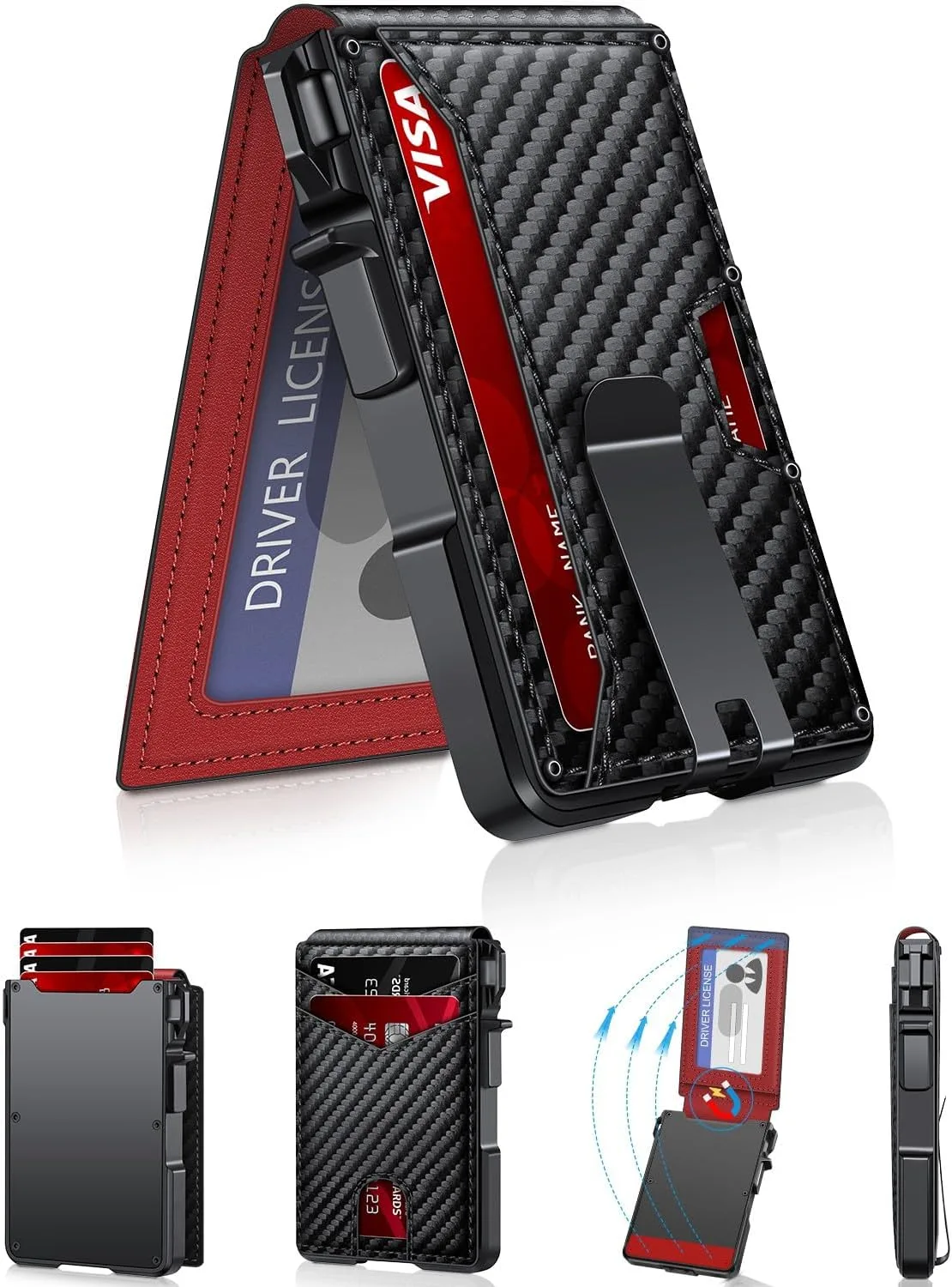 Wallet for Mens Minimalist Wallet 9-13 Cards RFID Blocking Slim Wallet
