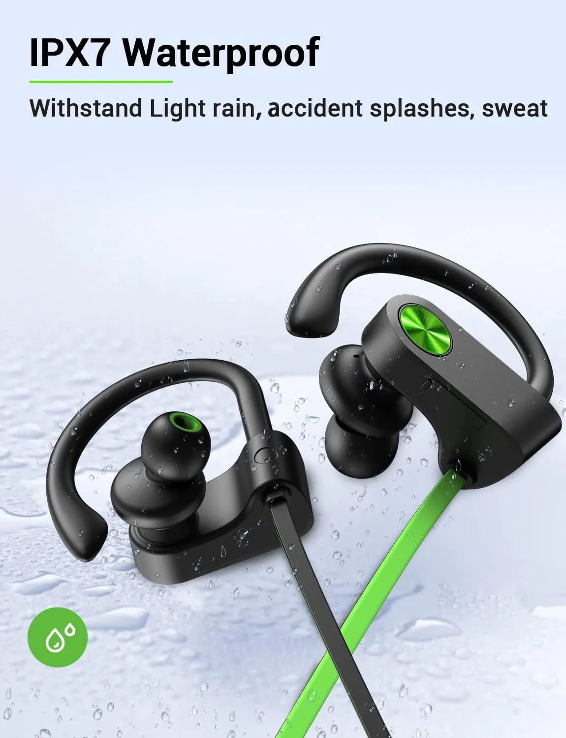 Bluetooth 5.3 Headphones, Wireless Sports In-Ear Earbuds IPX7 Waterproof