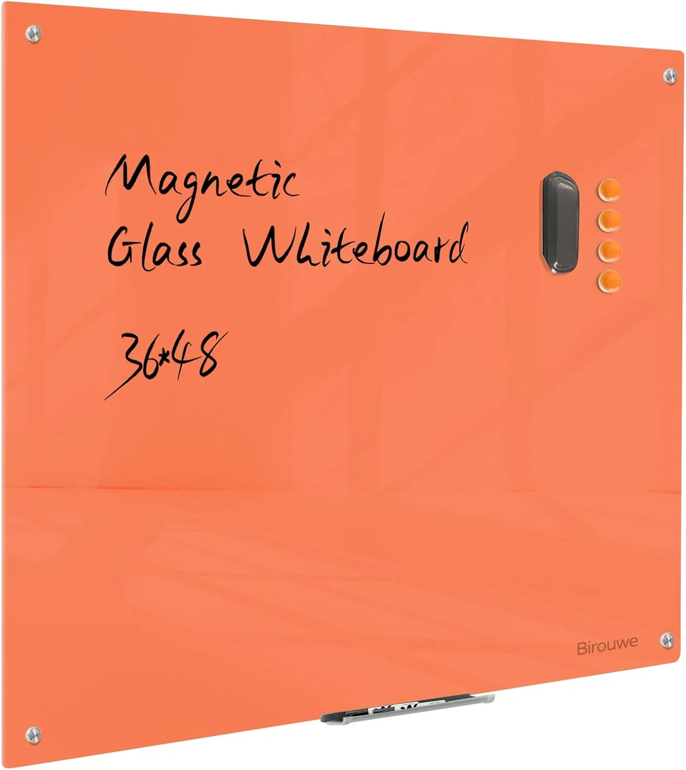 Magnetic Glass Dry Erase Board - White Board 48 x 36 Inch Wall Mounted Glass Whiteboard, Large Frameless Glass White Board for Wall Office, Home & School, Gray