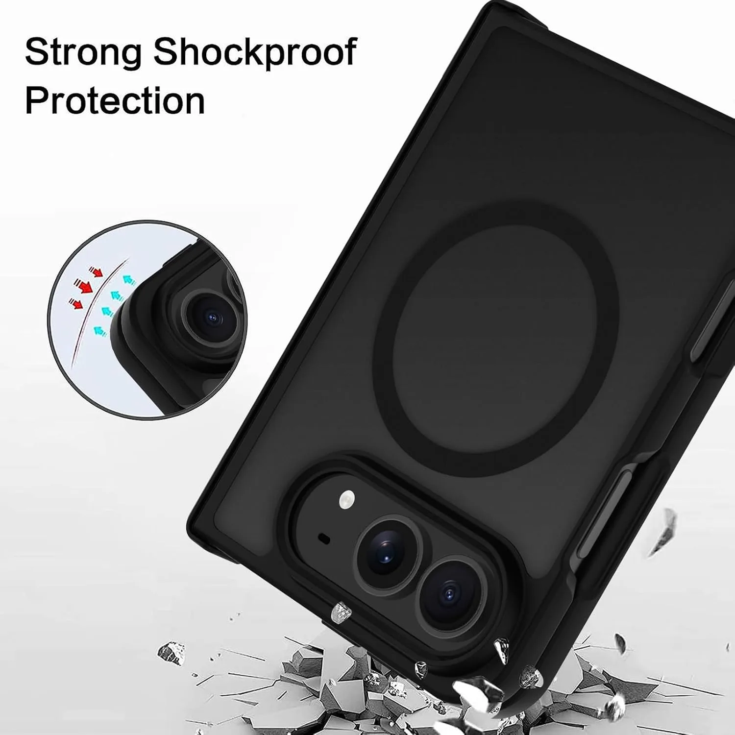tharlet Magnetic Case Fit for iPhone Duo, Anti Yellowing, Black