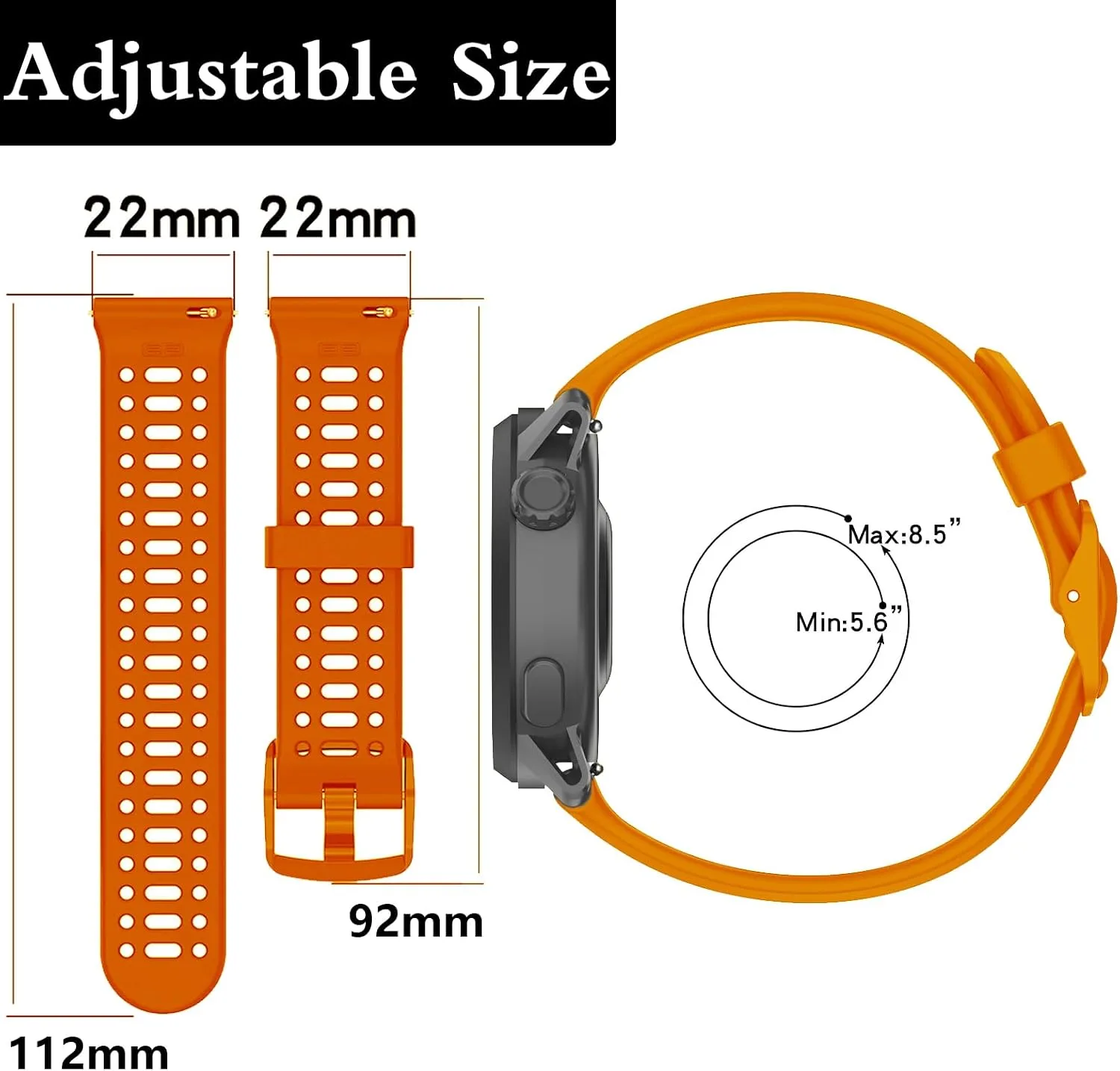 20mm 22mm Sport Silicone Bands for COROS PACE 4/3/APEX 2 Pro/PACE 2