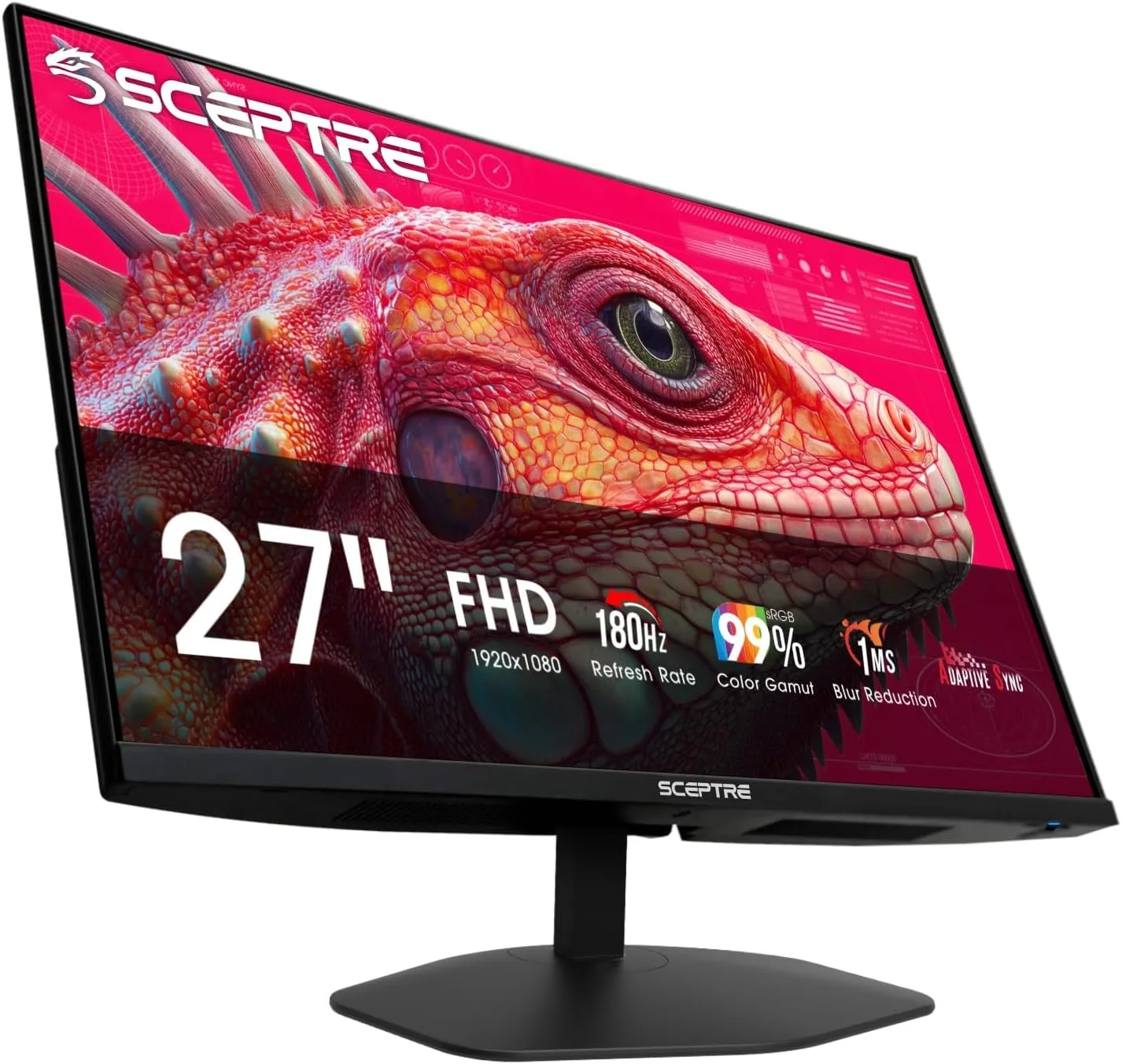 New! Sceptre 27-inch Prime Gaming Monitor DisplayPort x2 180Hz HDMI x2 180Hz Build-in Speakers, Machine Black 2027 (E275B-FW180T Series)