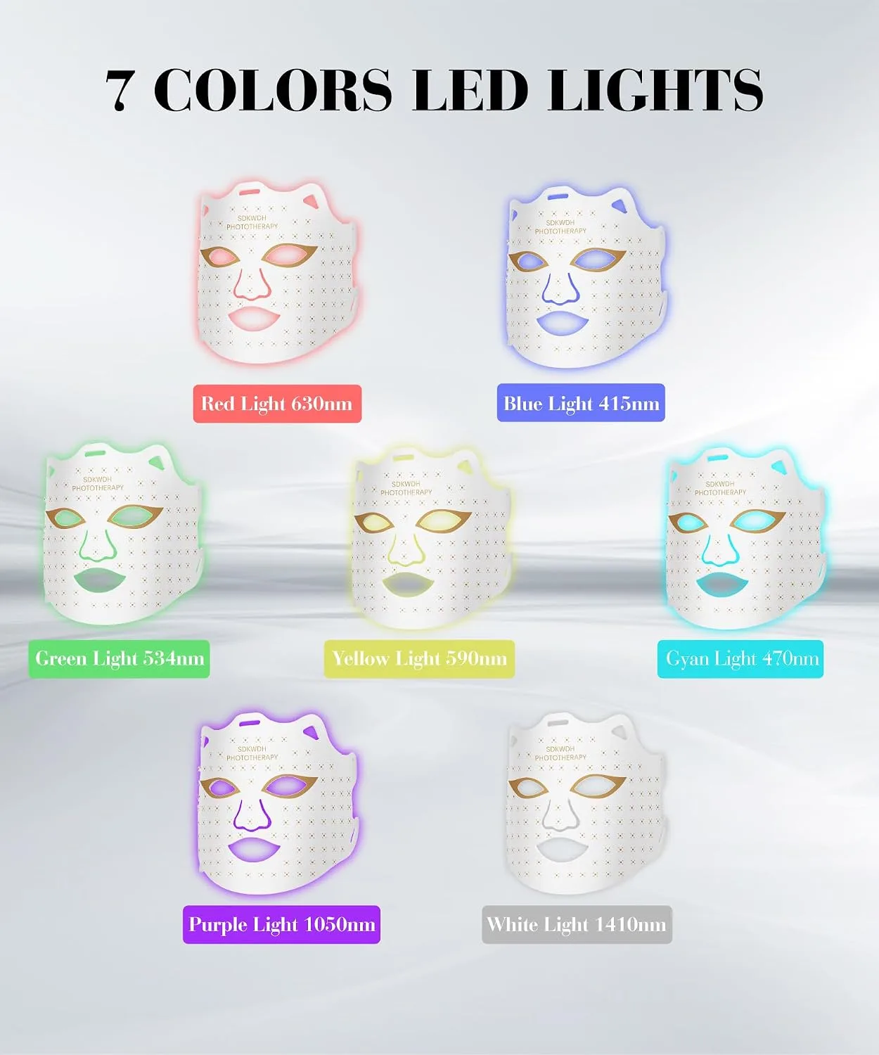 SDKWDH Red Light Therapy for Face, 850nm NIR Mask, Reduce Acne and Wrinkles