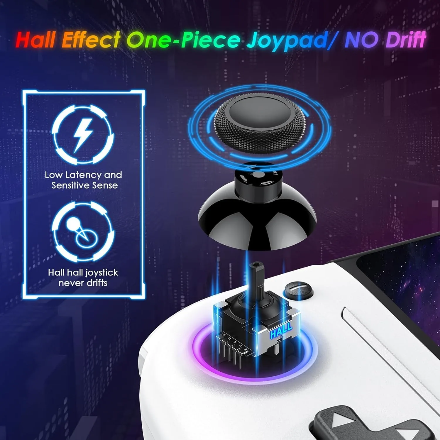 Moonag Switch Controllers Compatible with Nintendo Switch/OLED, Hall Effect One-Piece Controllers with 6-Axis Gyro, Motion Control, Wake-up, Dual Vibration, Turbo, 1000mAh Battery, White