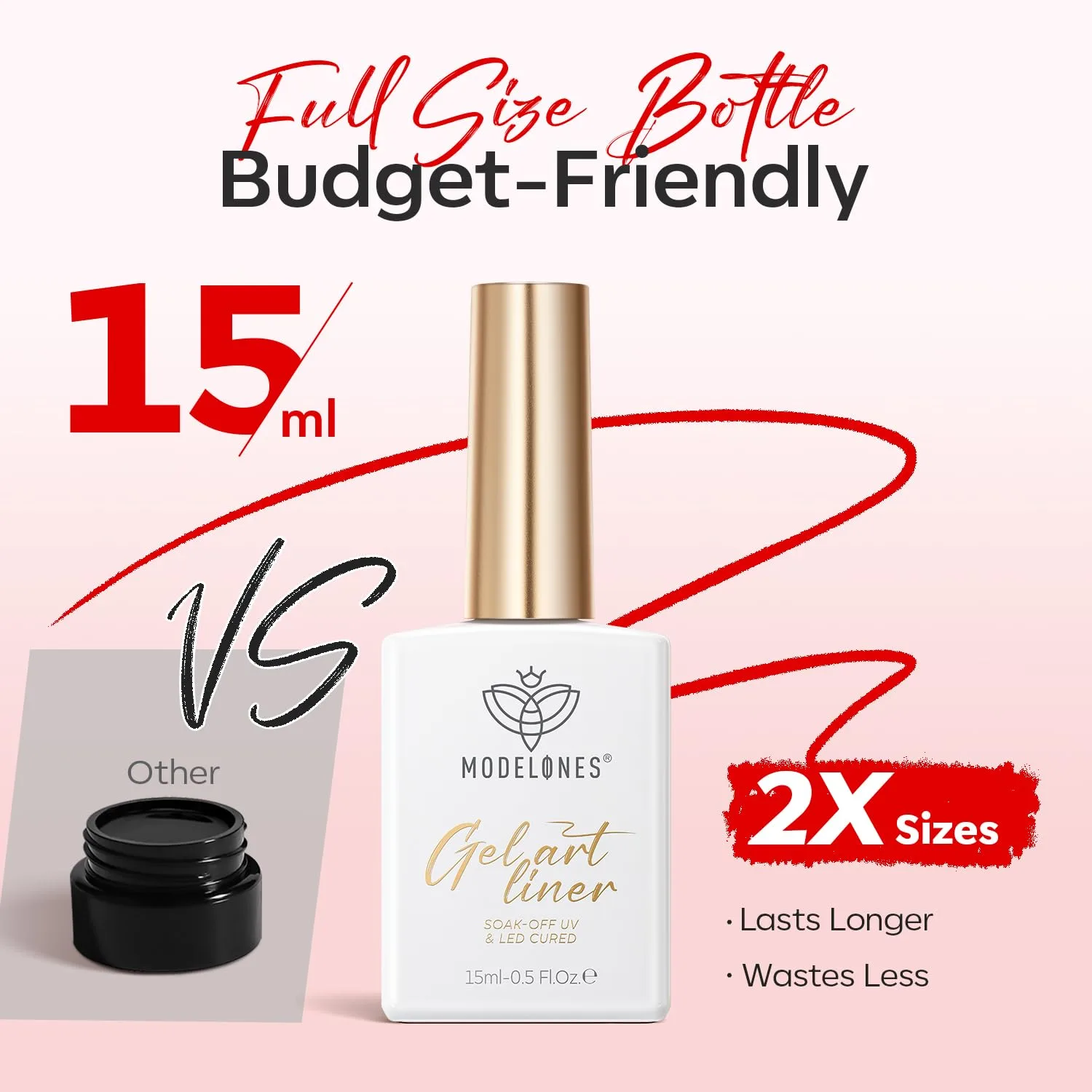 modelones Red French Tip Liner Gel Polish 15ml Built-in Fine Brush